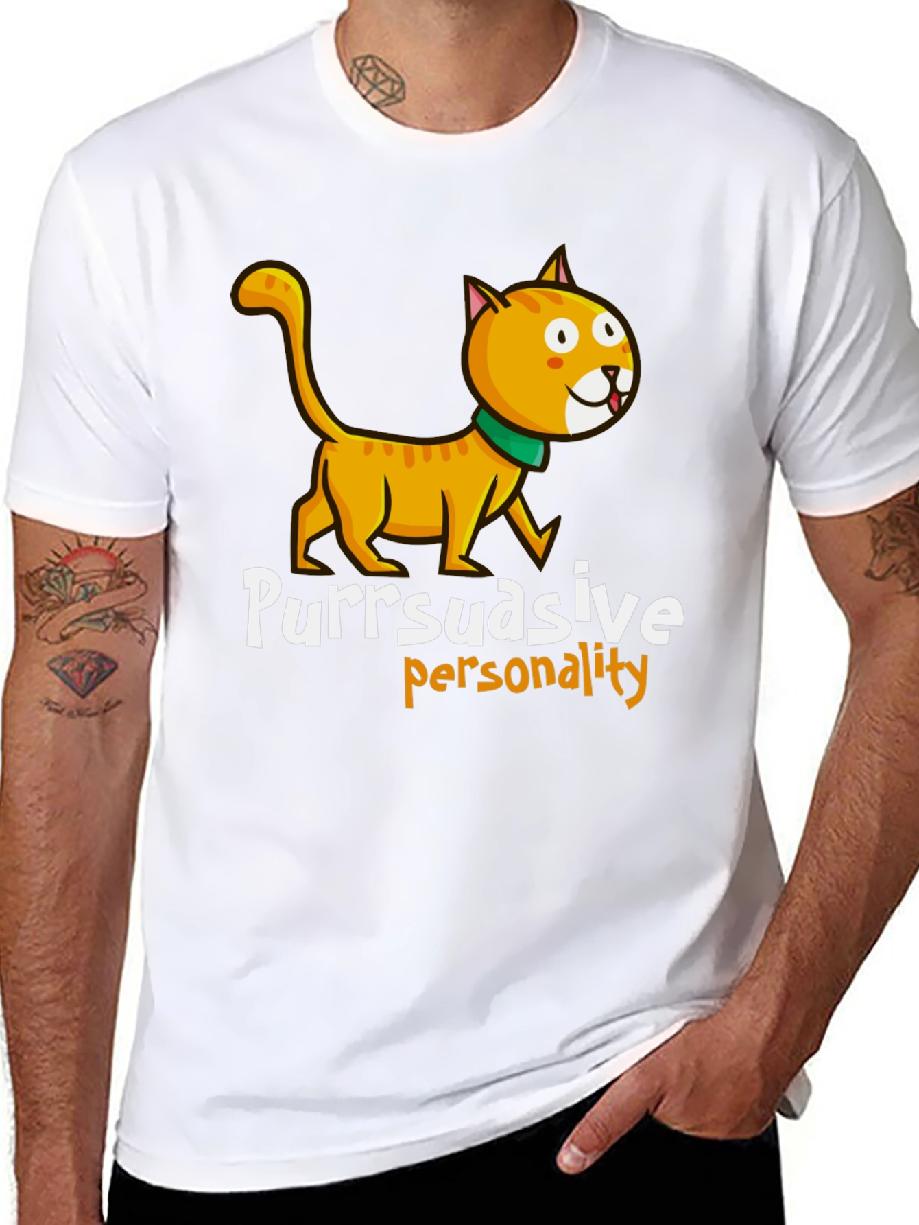 Black Purrsuasive Personality Cat Graphic Tee view 8