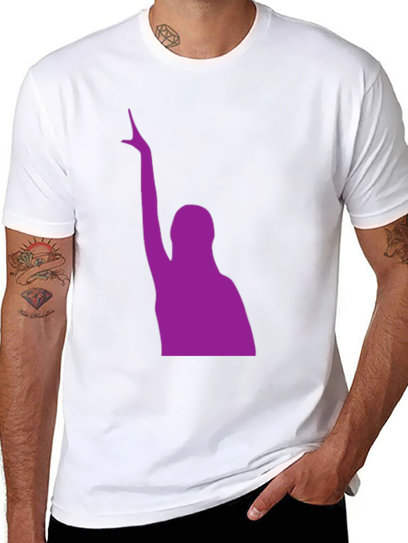 Black Purple Silhouette Graphic Black T-Shirt view 8