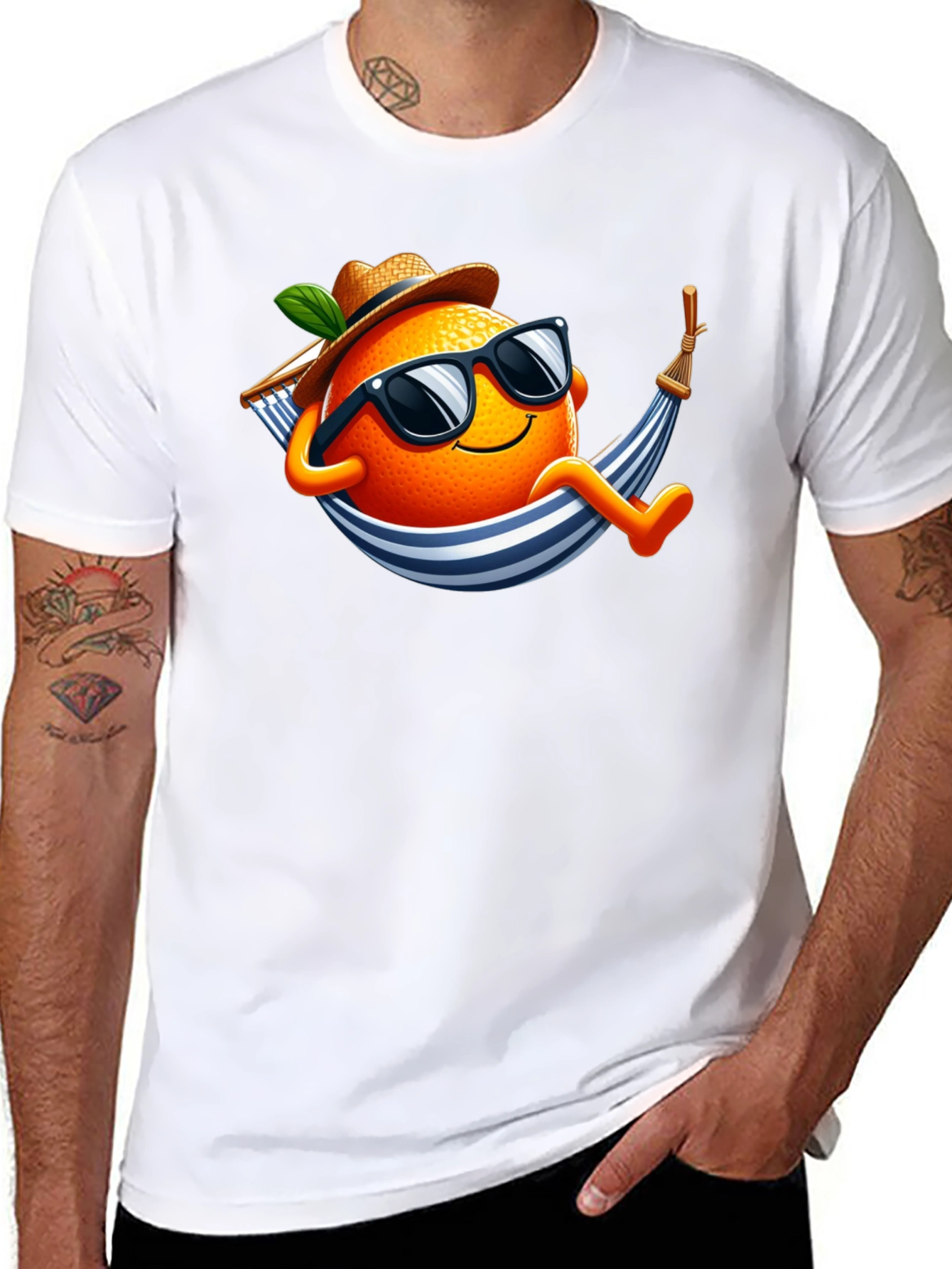 Black Relaxing Orange T-Shirt: Summer Vibes view 8