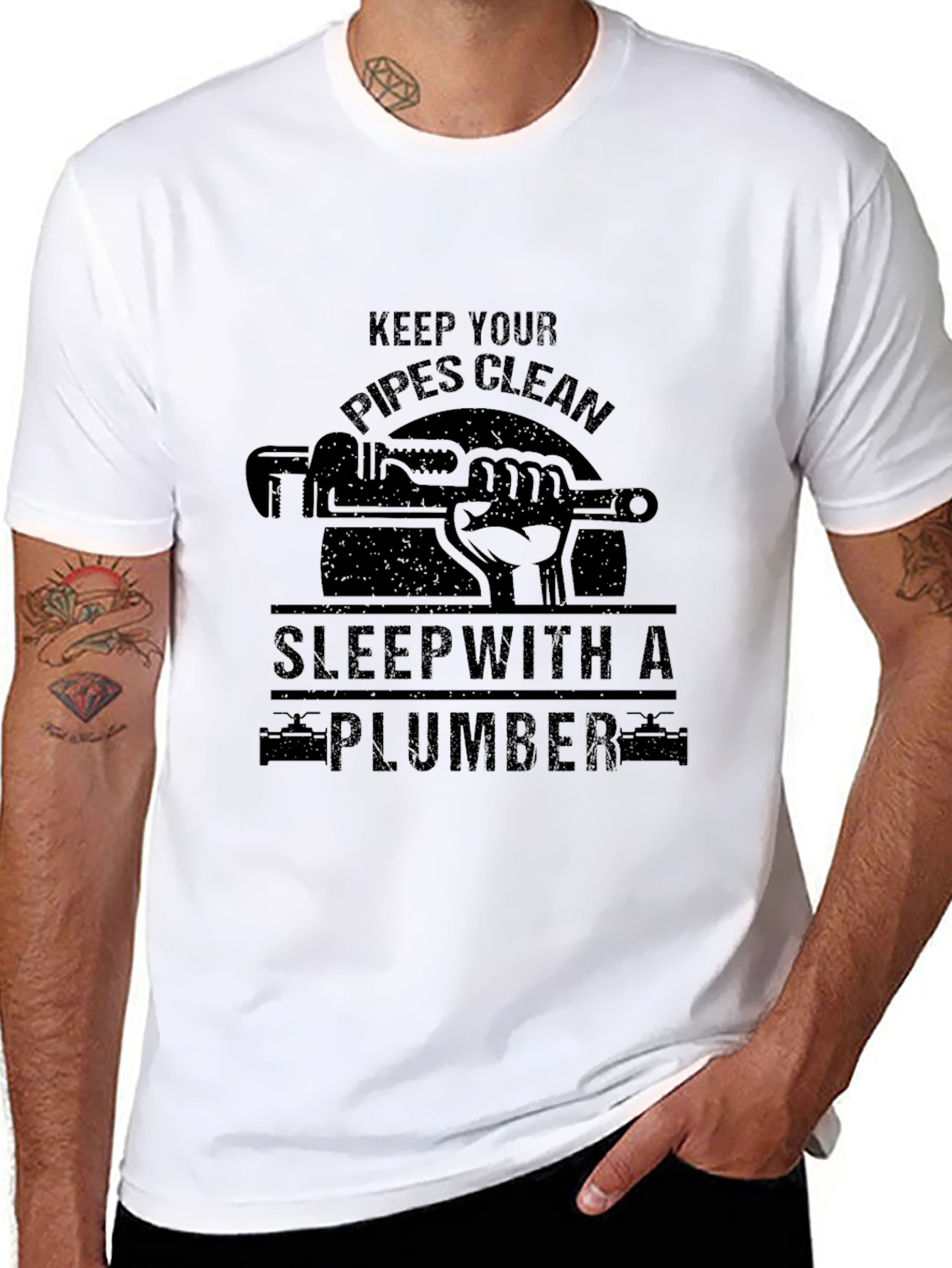 Black Keep Your Pipes Clean Plumber T-Shirt view 8