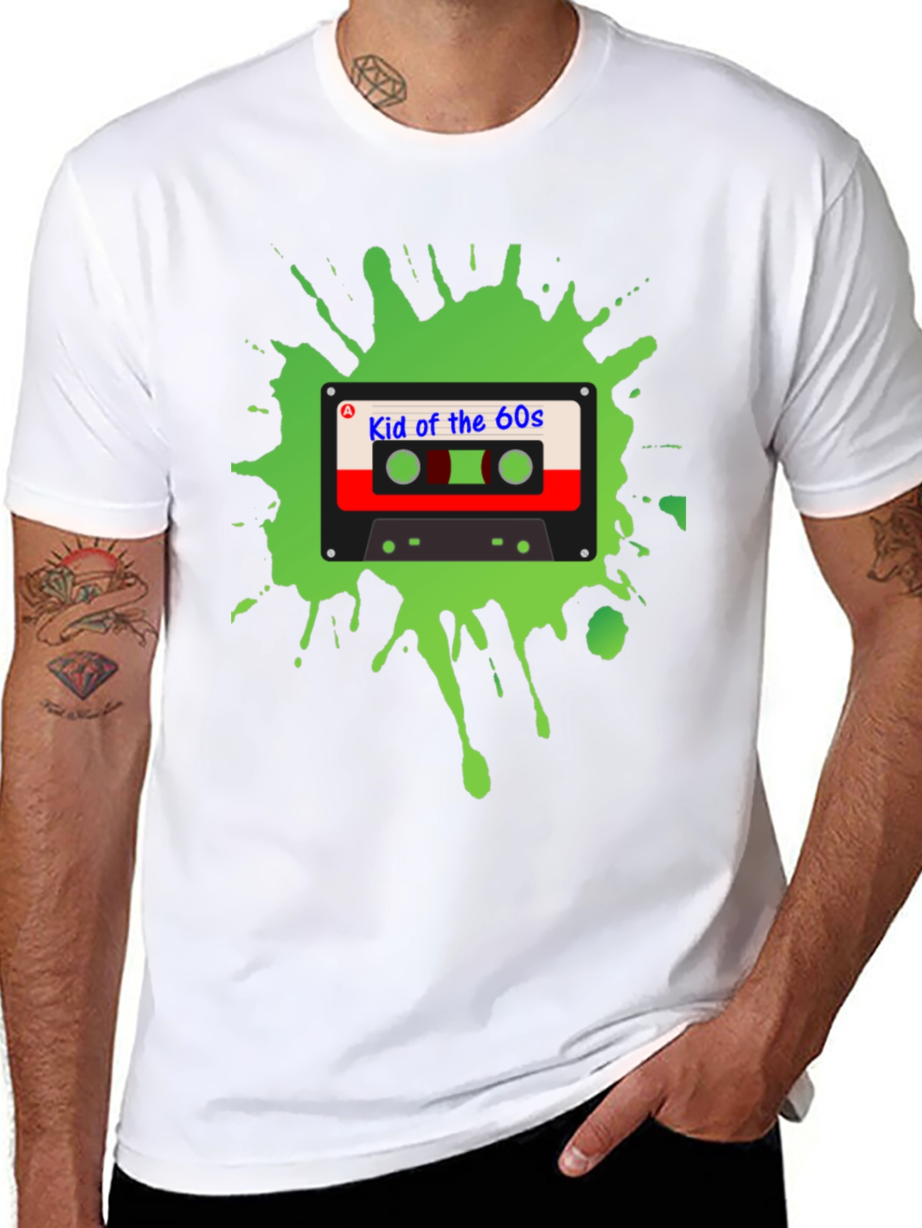 Black Retro "Kid of the 60s" Cassette Tape Graphic T-Shirt view 8