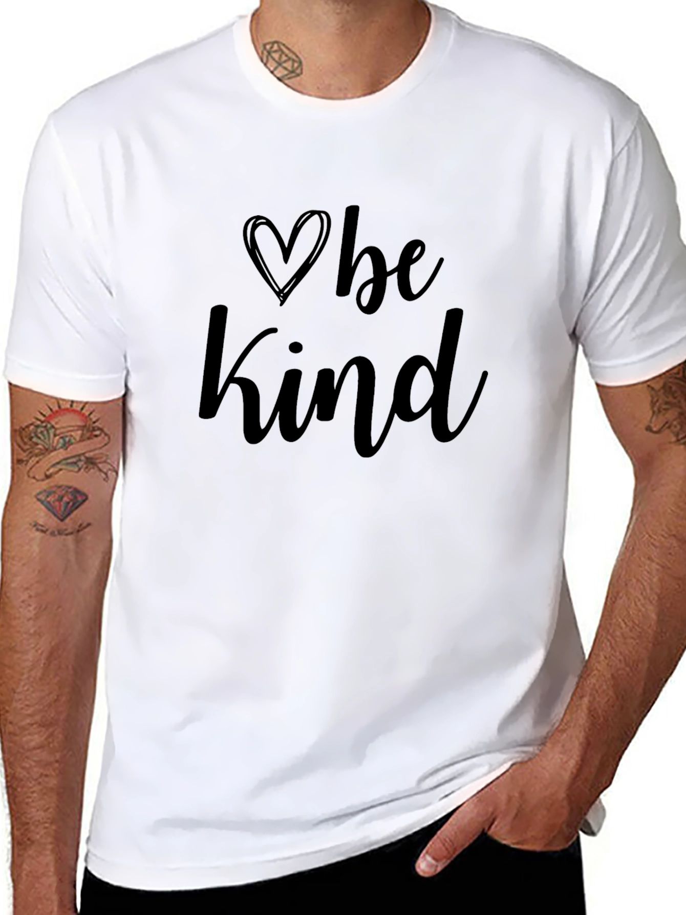 Black Be Kind Heart Graphic Black T-Shirt view 8