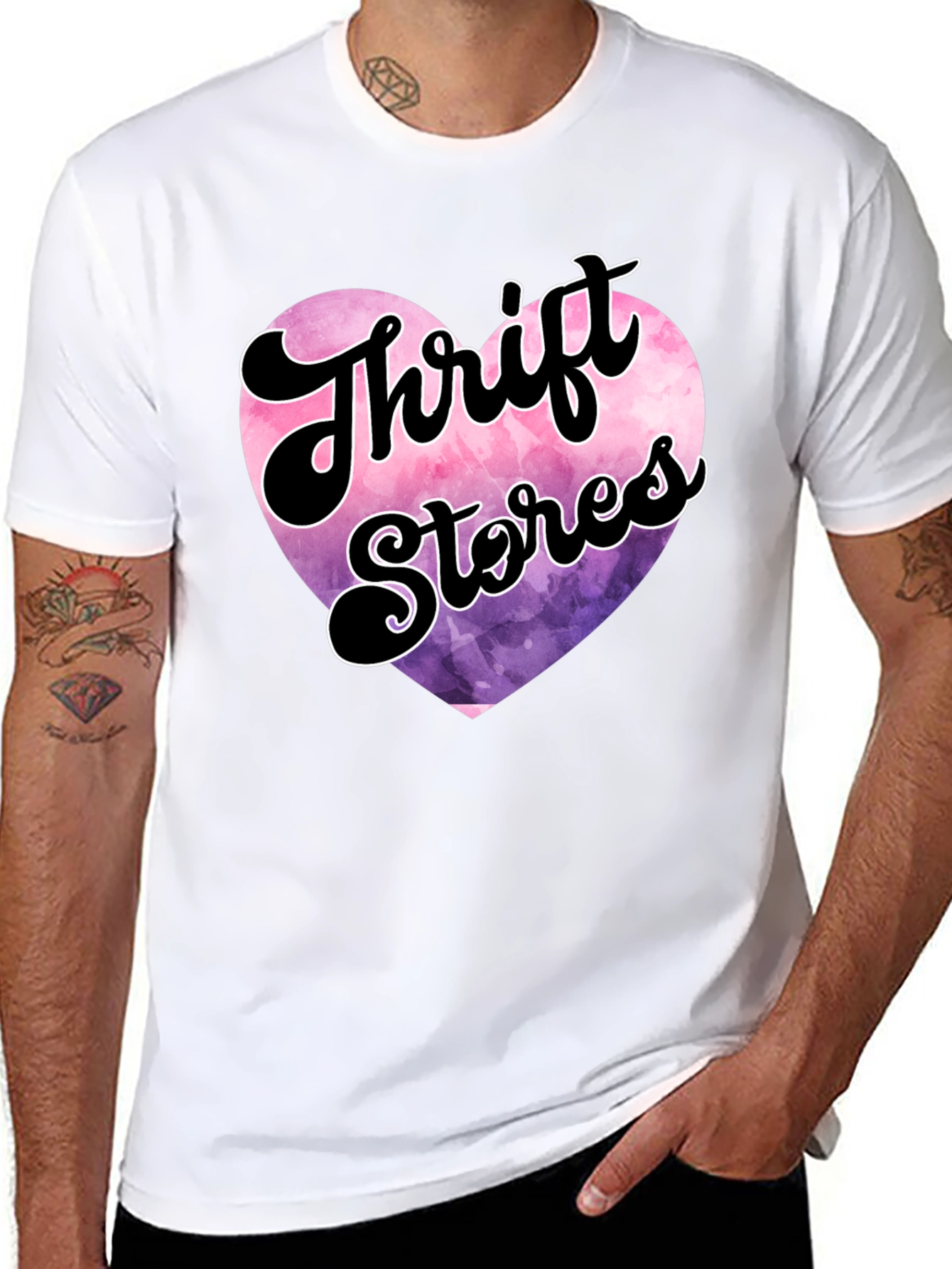 Black Thrift Stores Heart Graphic Tee - Black view 8