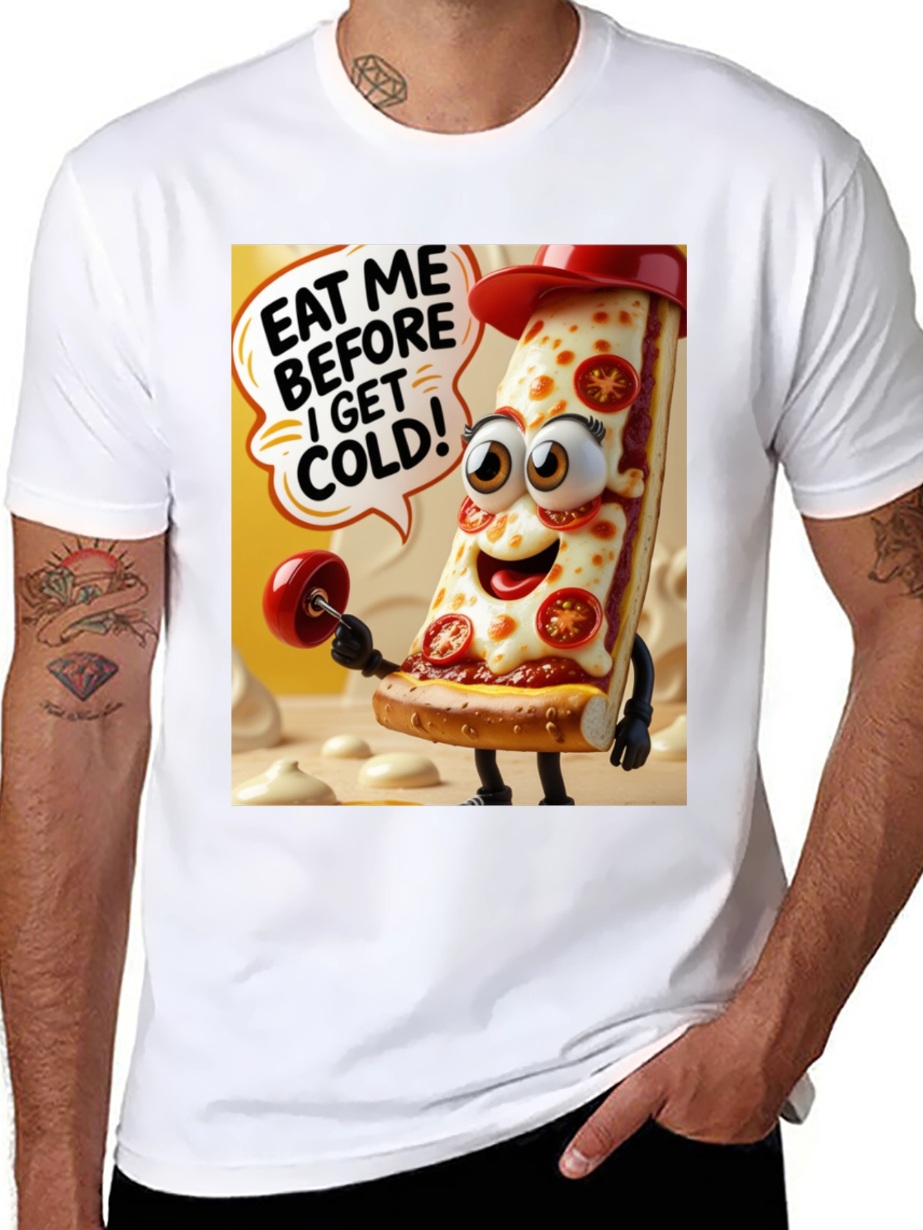 Black Pizza Lover's Graphic T-Shirt view 8