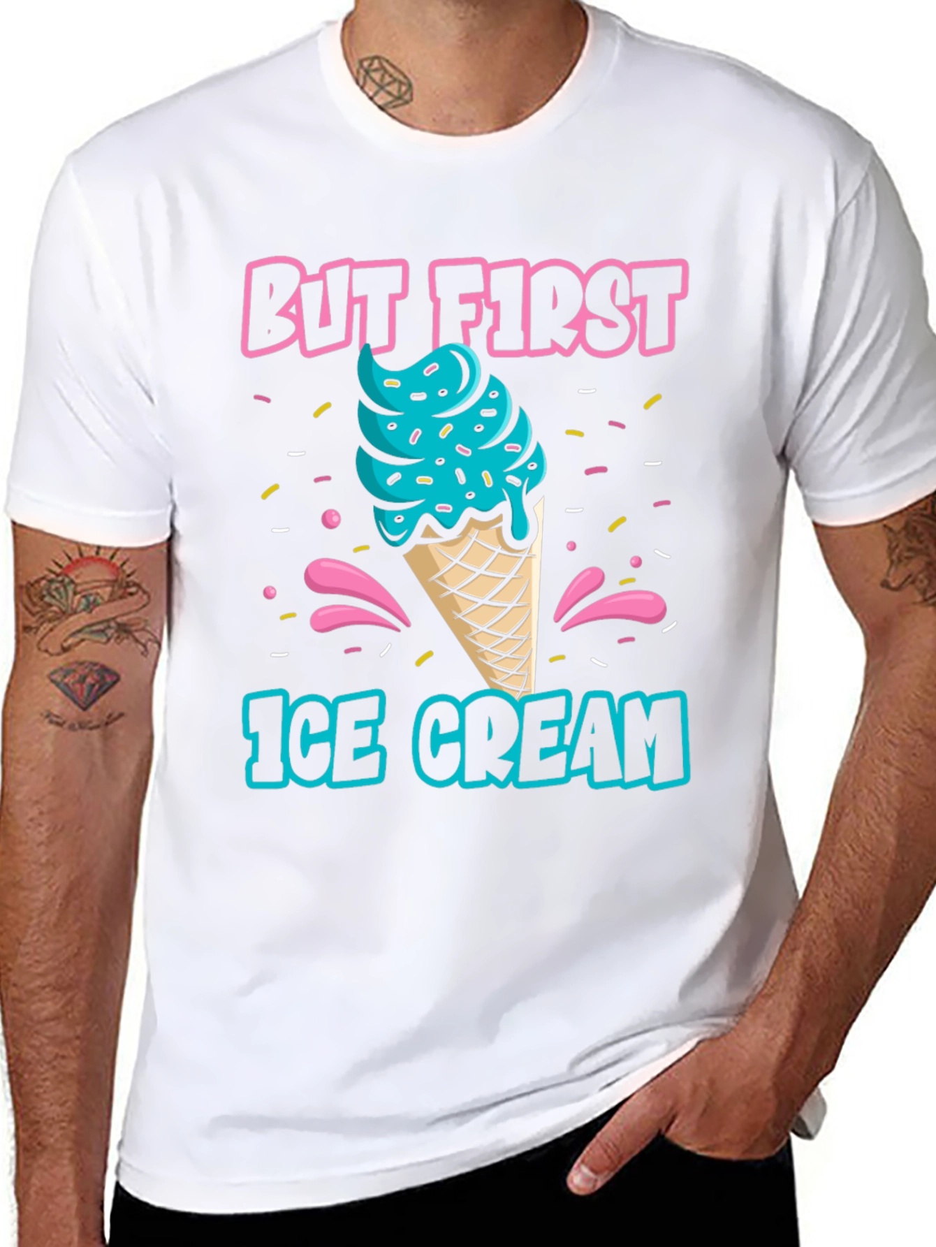 Black But First Ice Cream Graphic T-Shirt view 8