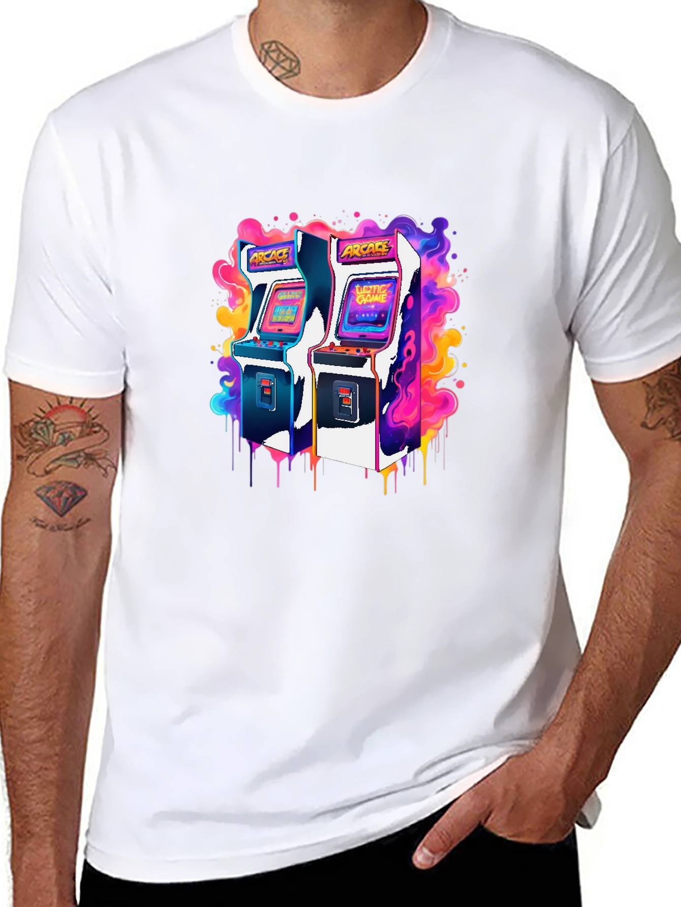 Black Retro Arcade Game T-Shirt - Gamer Style view 8