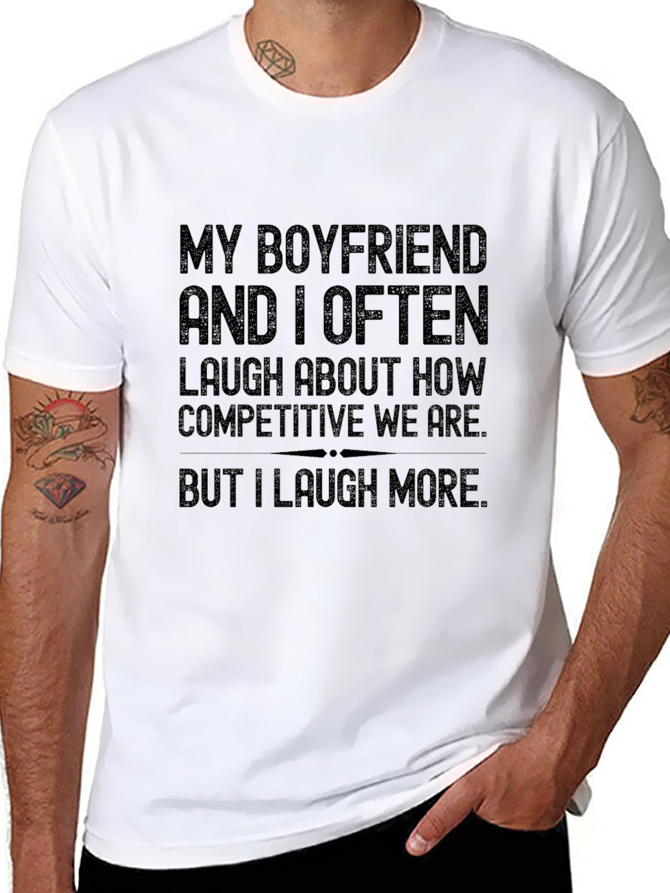 Black Funny Boyfriend T-Shirt - I Laugh More view 8