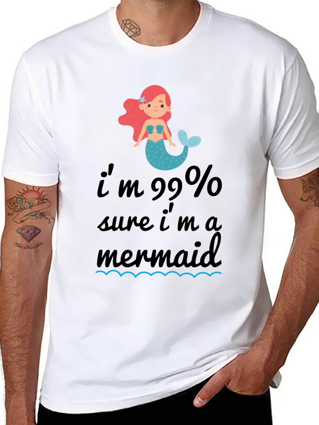 99% Mermaid T-Shirt - Black Cotton Tee - 8