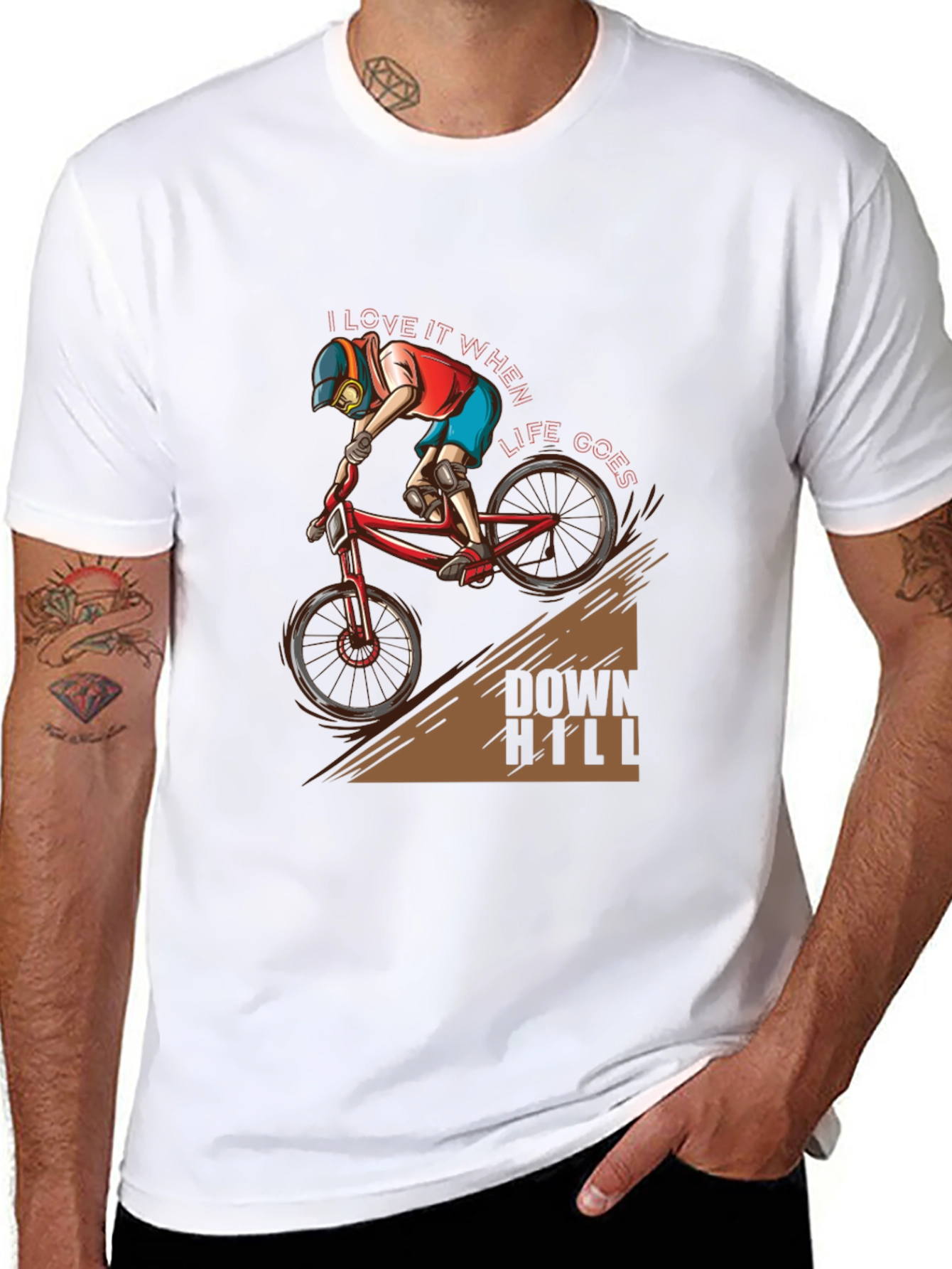 Black Downhill Biker T-Shirt - I Love it When Life Goes Downhill view 8