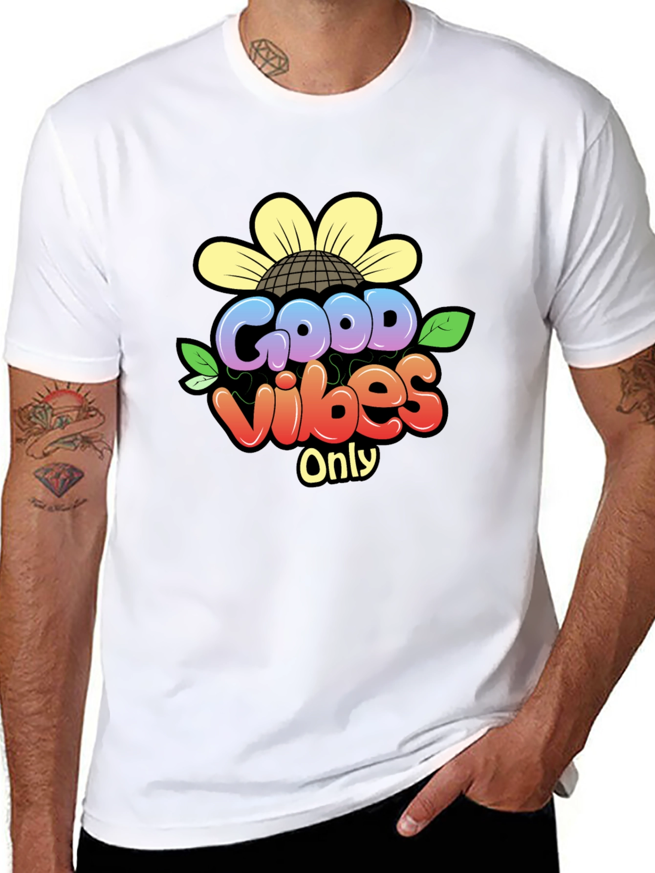 Black Good Vibes Only T-Shirt - Black Graphic Tee view 8
