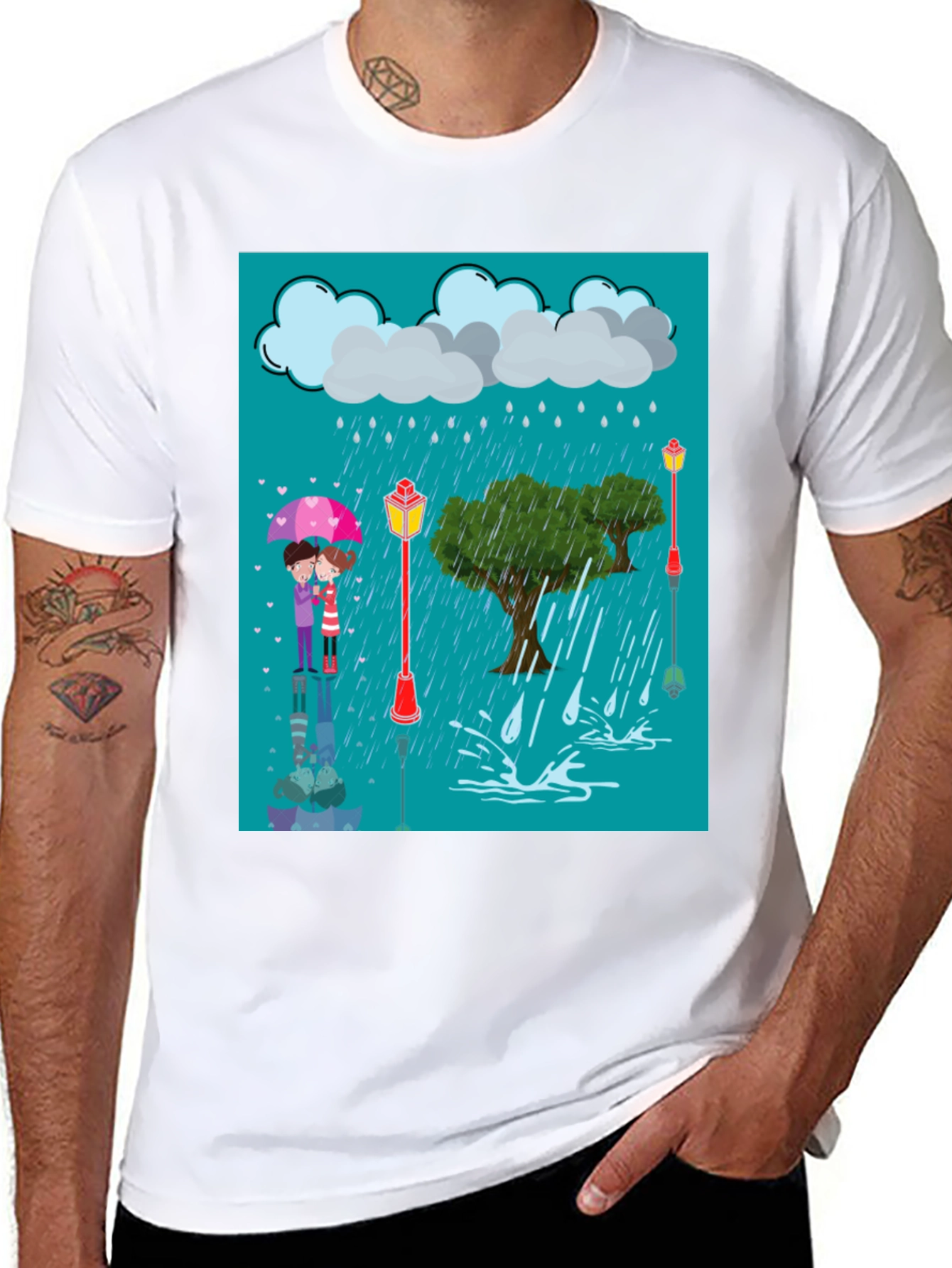 Black Rainy Day Lovers T-Shirt view 8