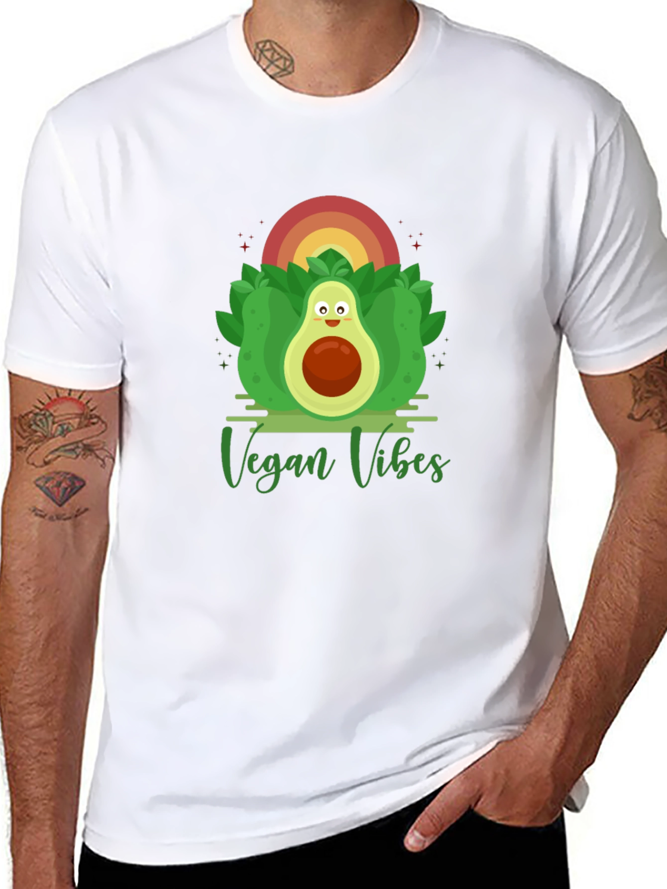 Black Vegan Vibes Graphic Tee - Avocado Design view 8