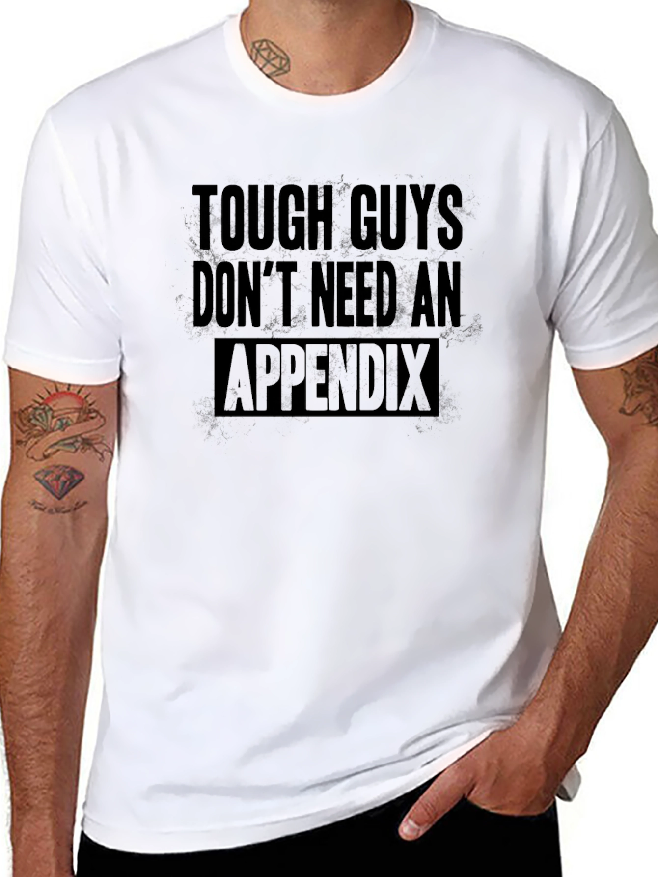 Black Tough Guys Don't Need An Appendix T-Shirt view 8