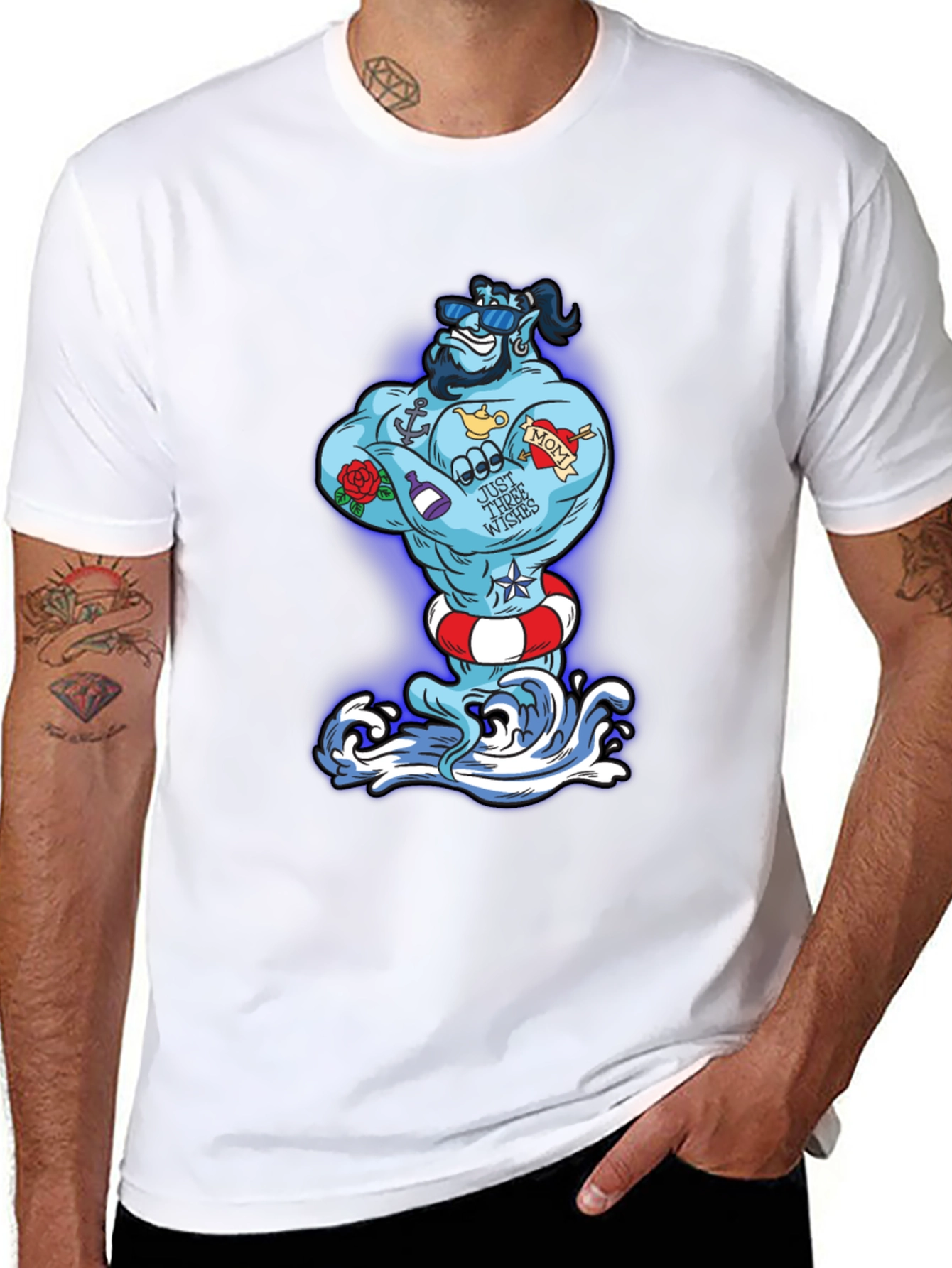 Black Cartoon Genie Tattoo T-Shirt view 8