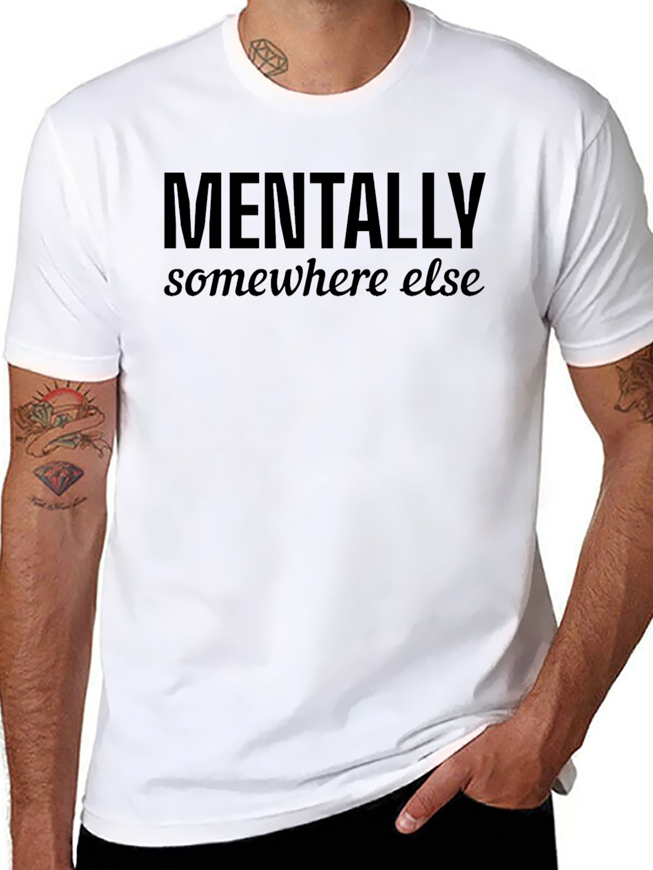 Black Mentally Elsewhere Graphic Tee - Black view 8