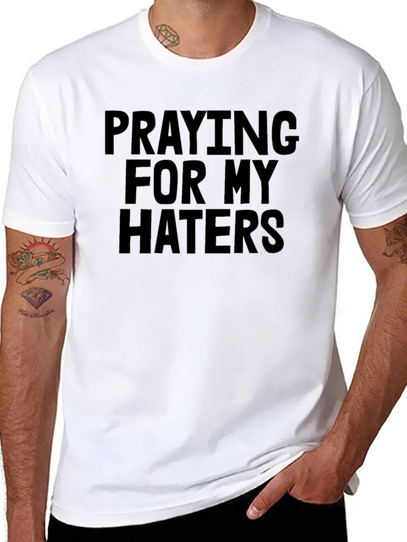 Black Praying For My Haters Black Graphic Tee view 8