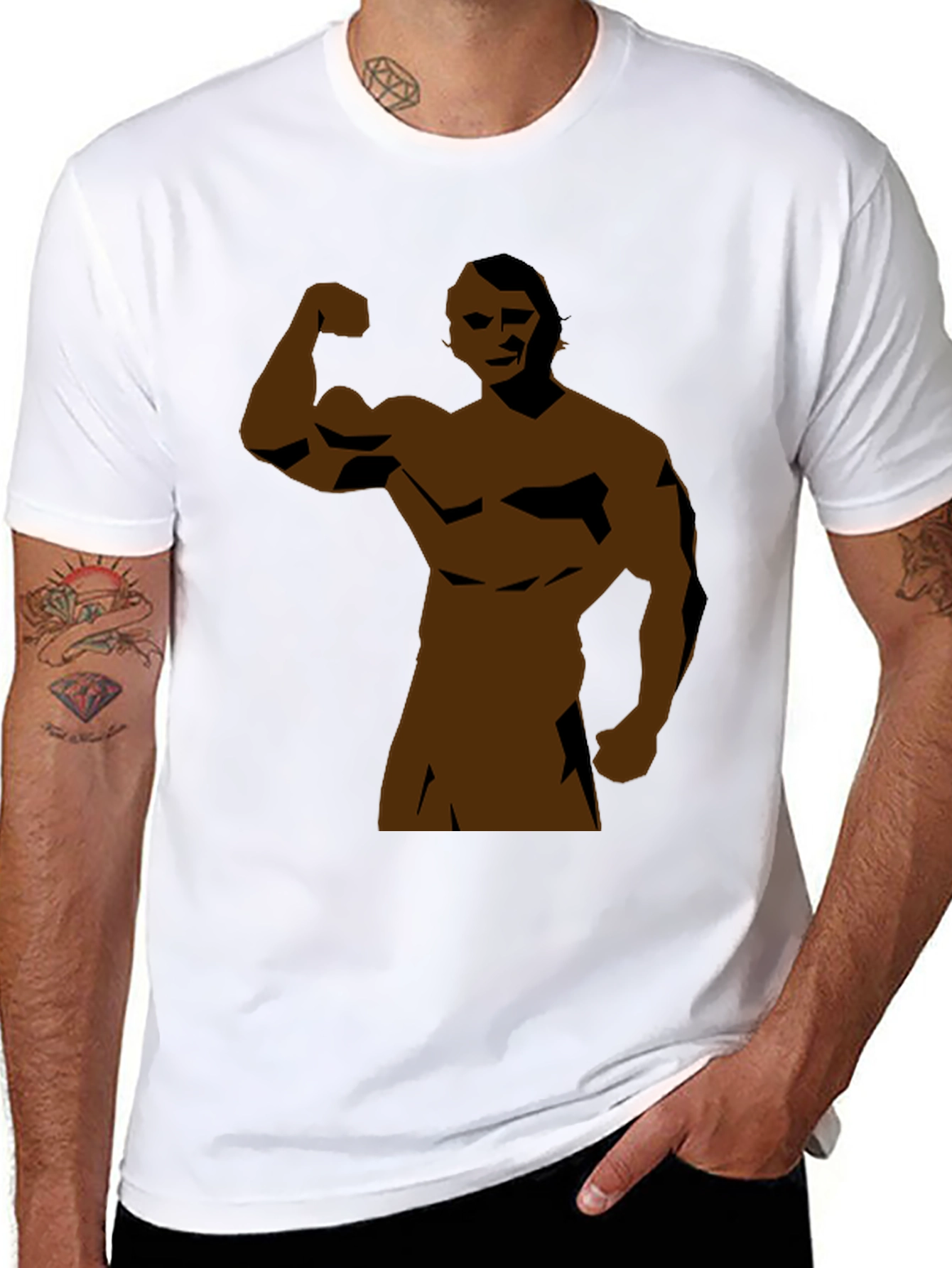 Black Muscle Man Graphic Tee - Black Short Sleeve view 8