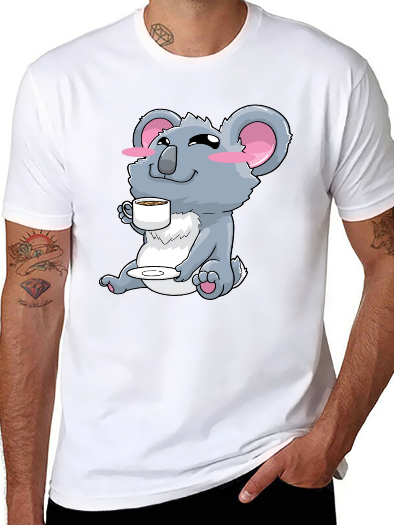 Black Koala Bear Coffee T-Shirt - Cute Graphic Tee view 8