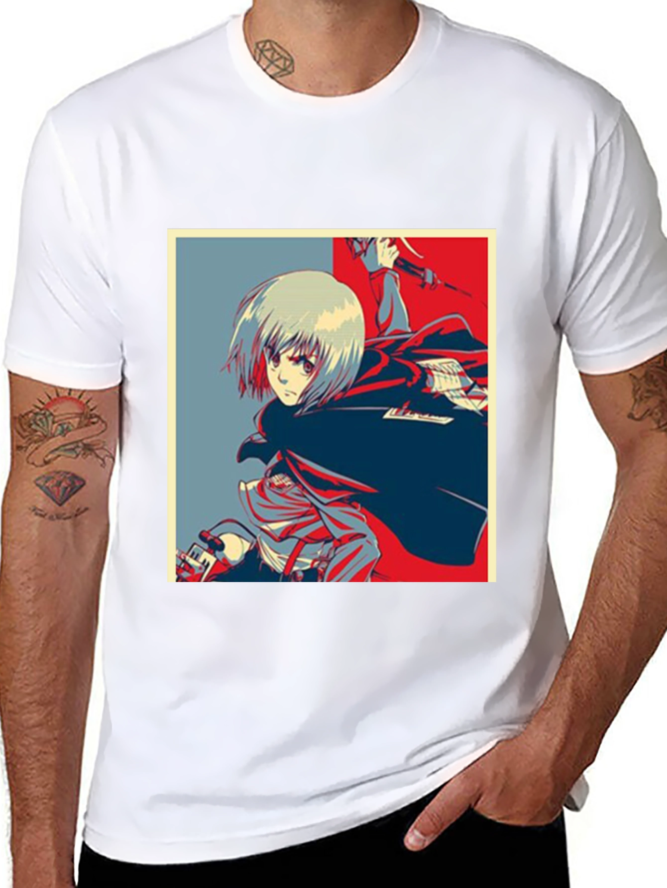 Black Anime Graphic T-Shirt - Attack on Titan Style view 8
