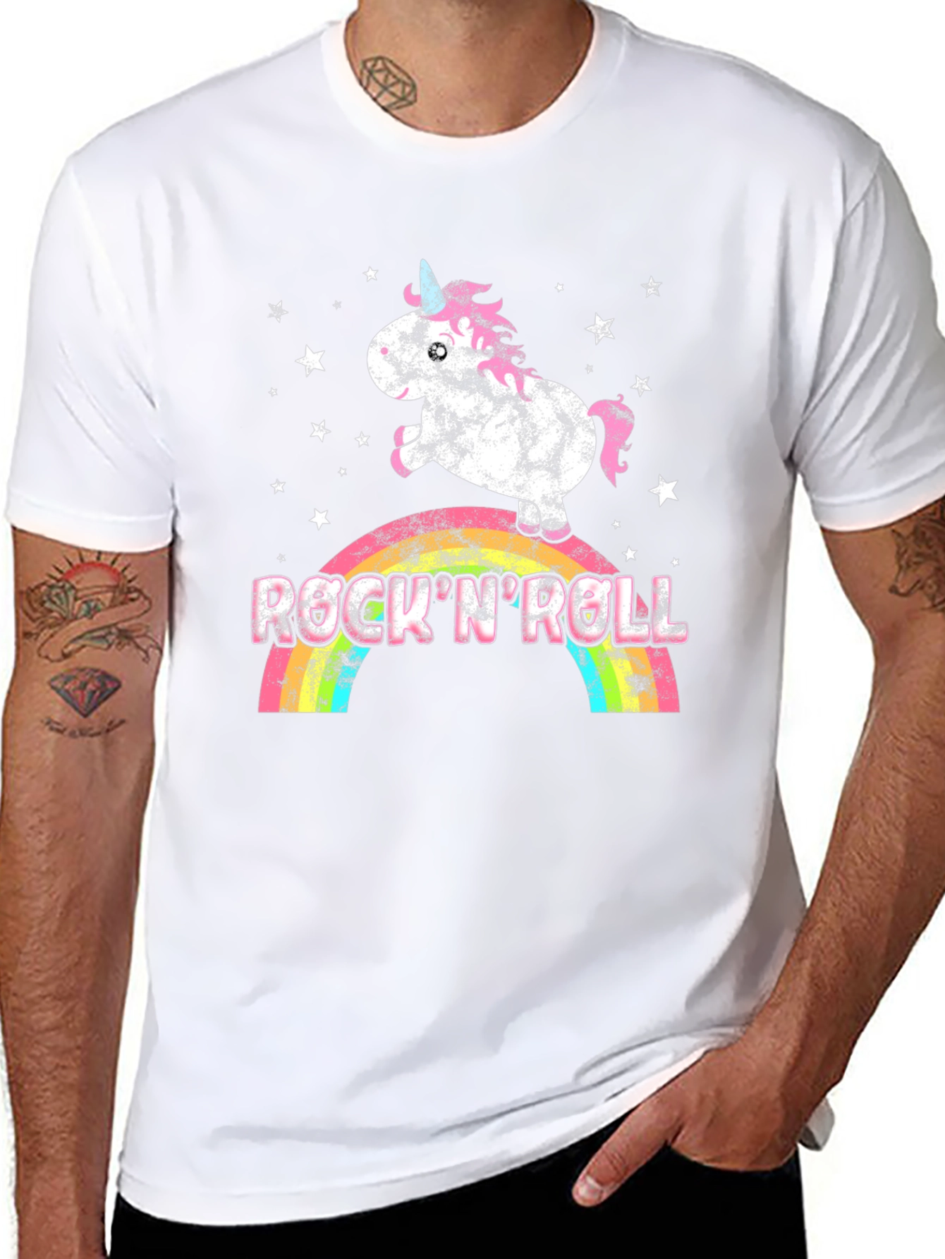 Black Rock 'N Roll Unicorn Graphic T-Shirt view 8