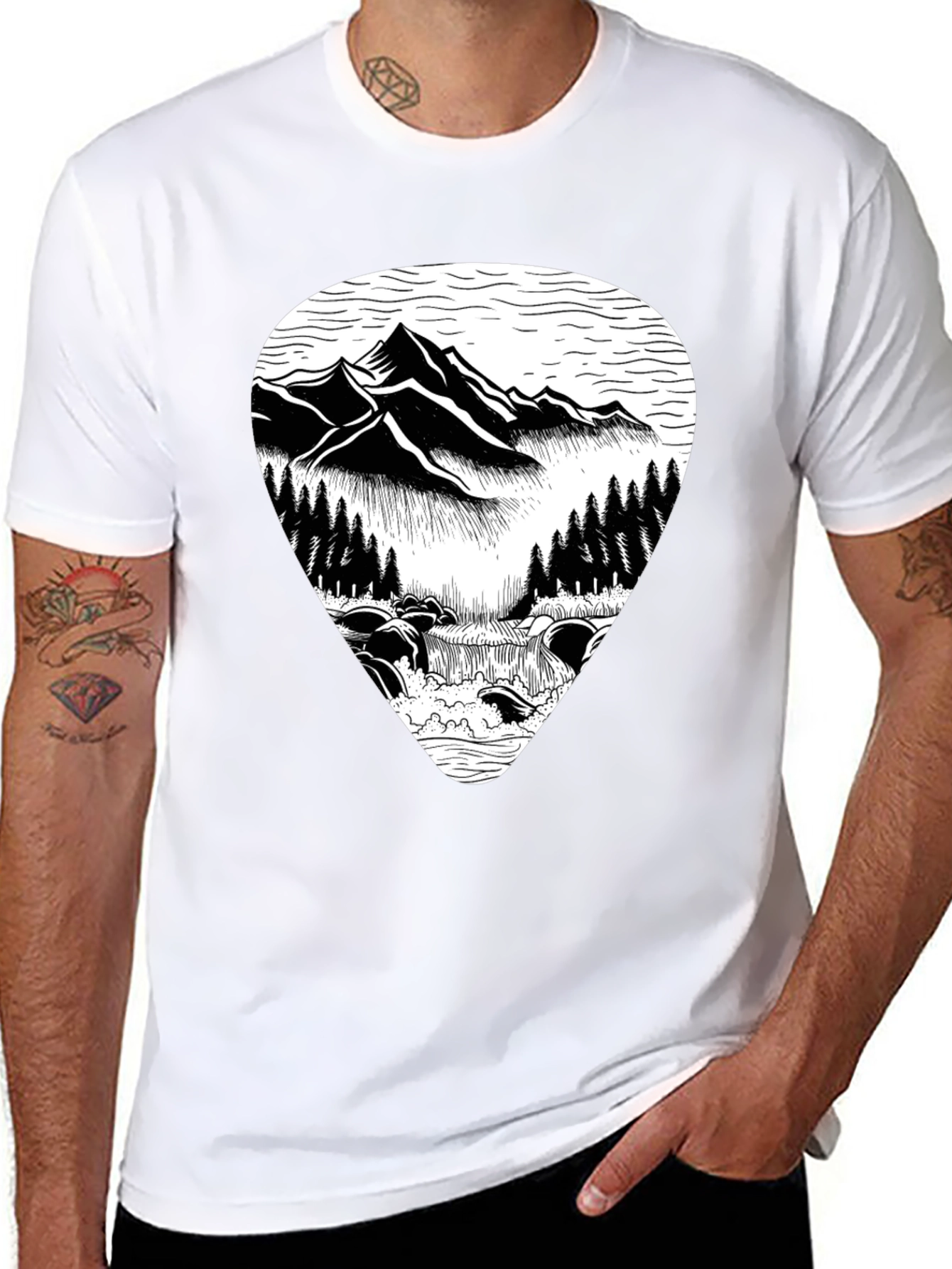 Black Mountain River Graphic Tee - Nature Inspired T-Shirt view 8