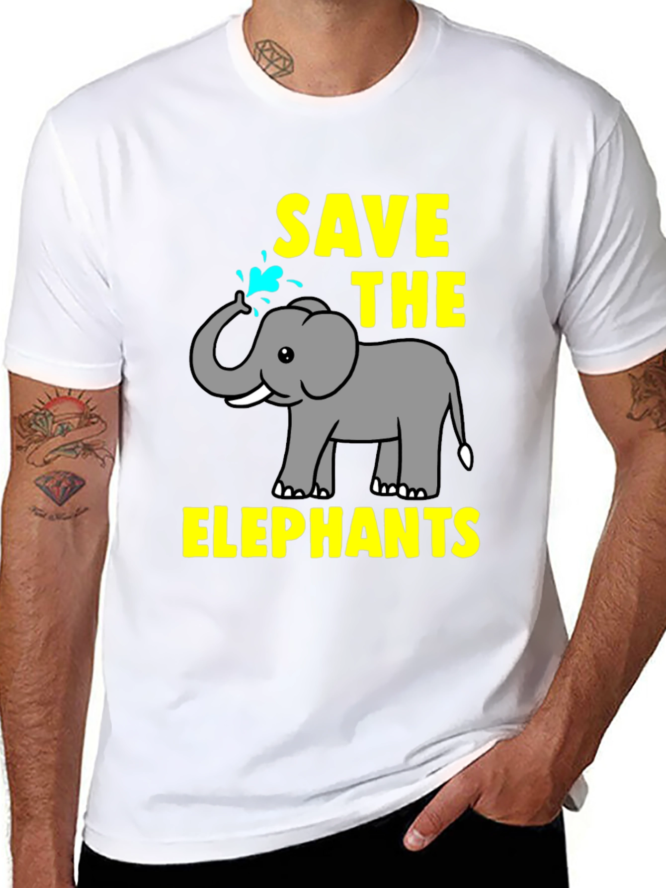 Black Save The Elephants Graphic Tee view 8