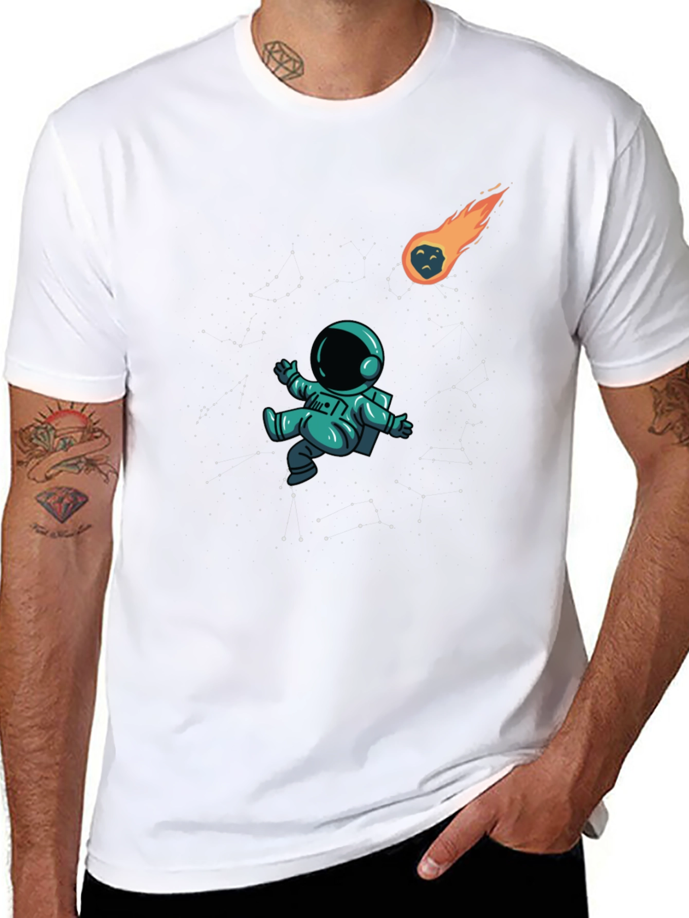 Black Astronaut in Space Black T-Shirt view 8