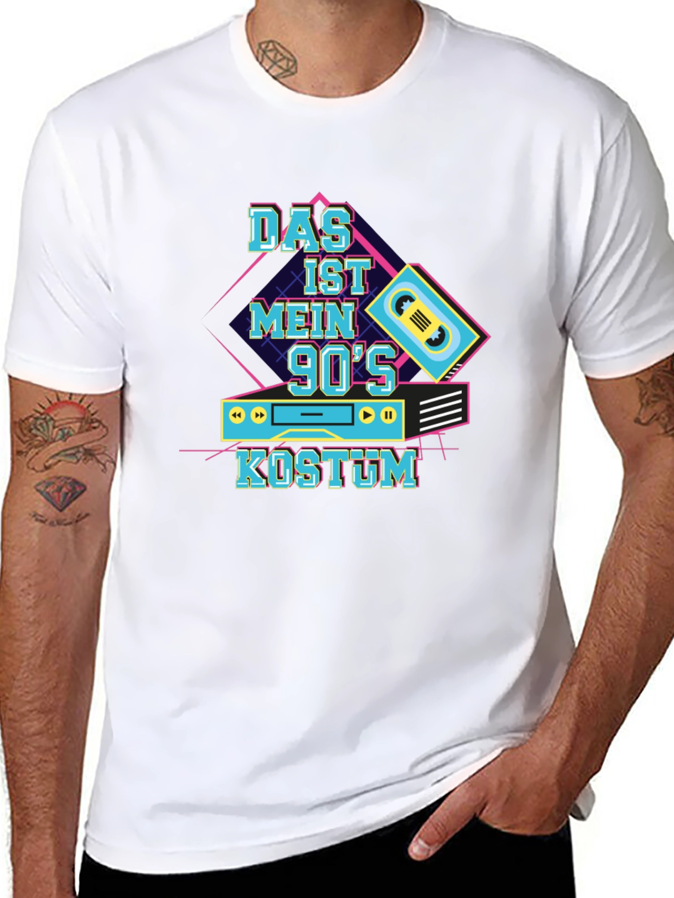 Black 90's Costume Party T-Shirt view 8
