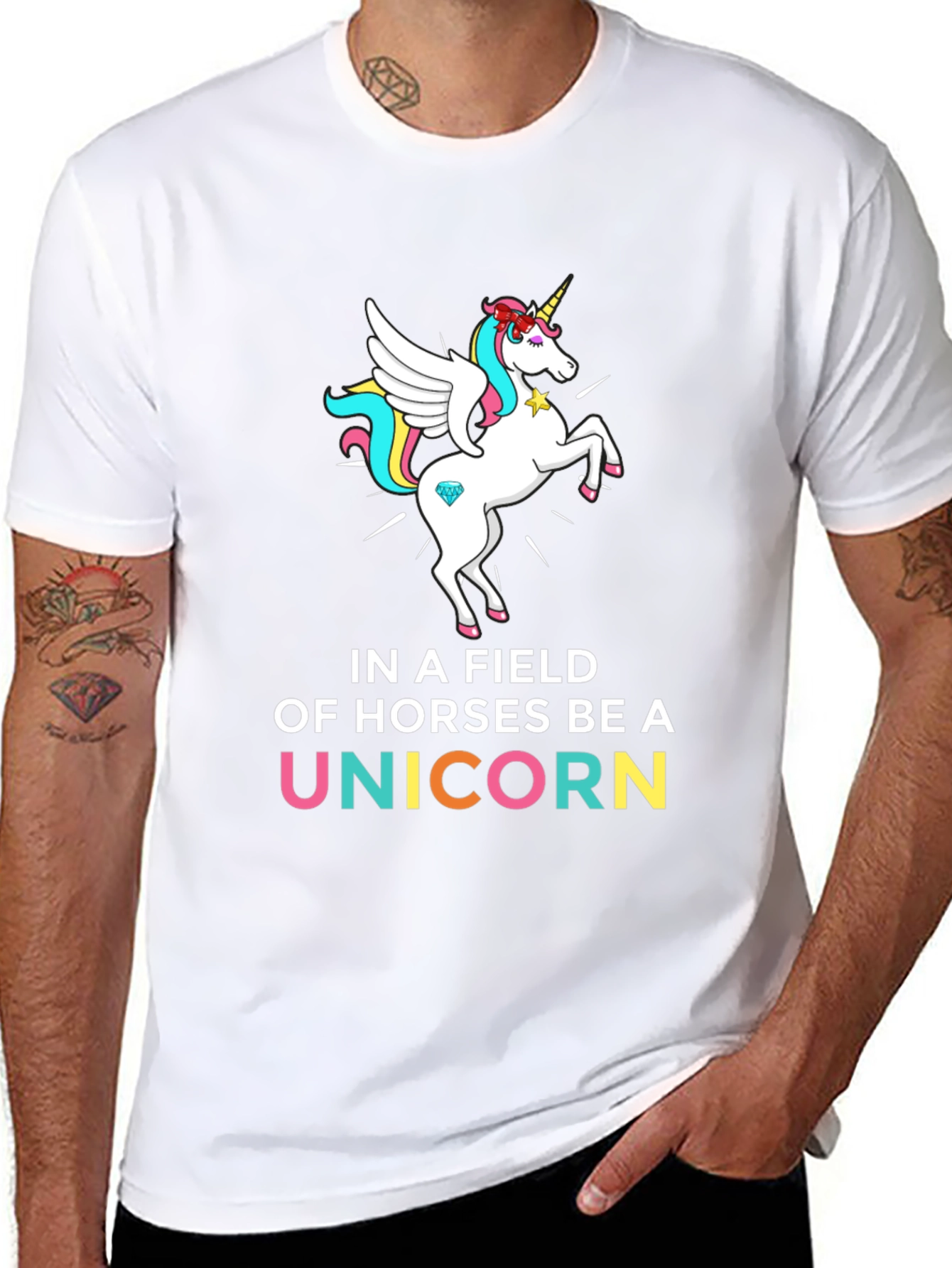Black Be a Unicorn Graphic T-Shirt view 8