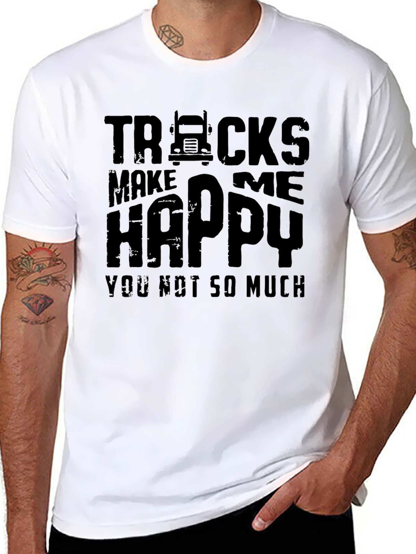 Black Trucks Make Me Happy Graphic Tee view 8