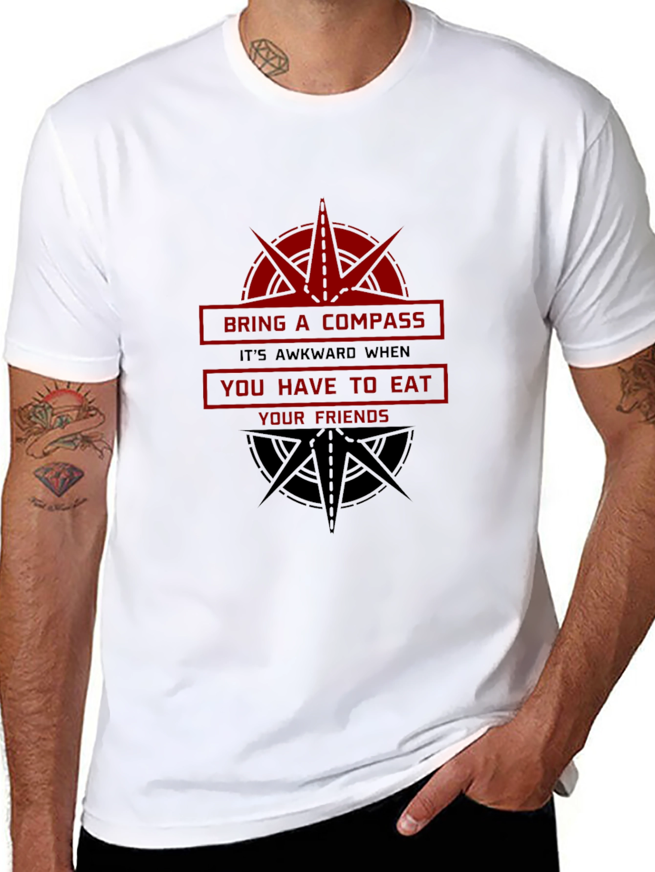 Black Bring A Compass T-Shirt - Funny Survival Humor Tee view 8
