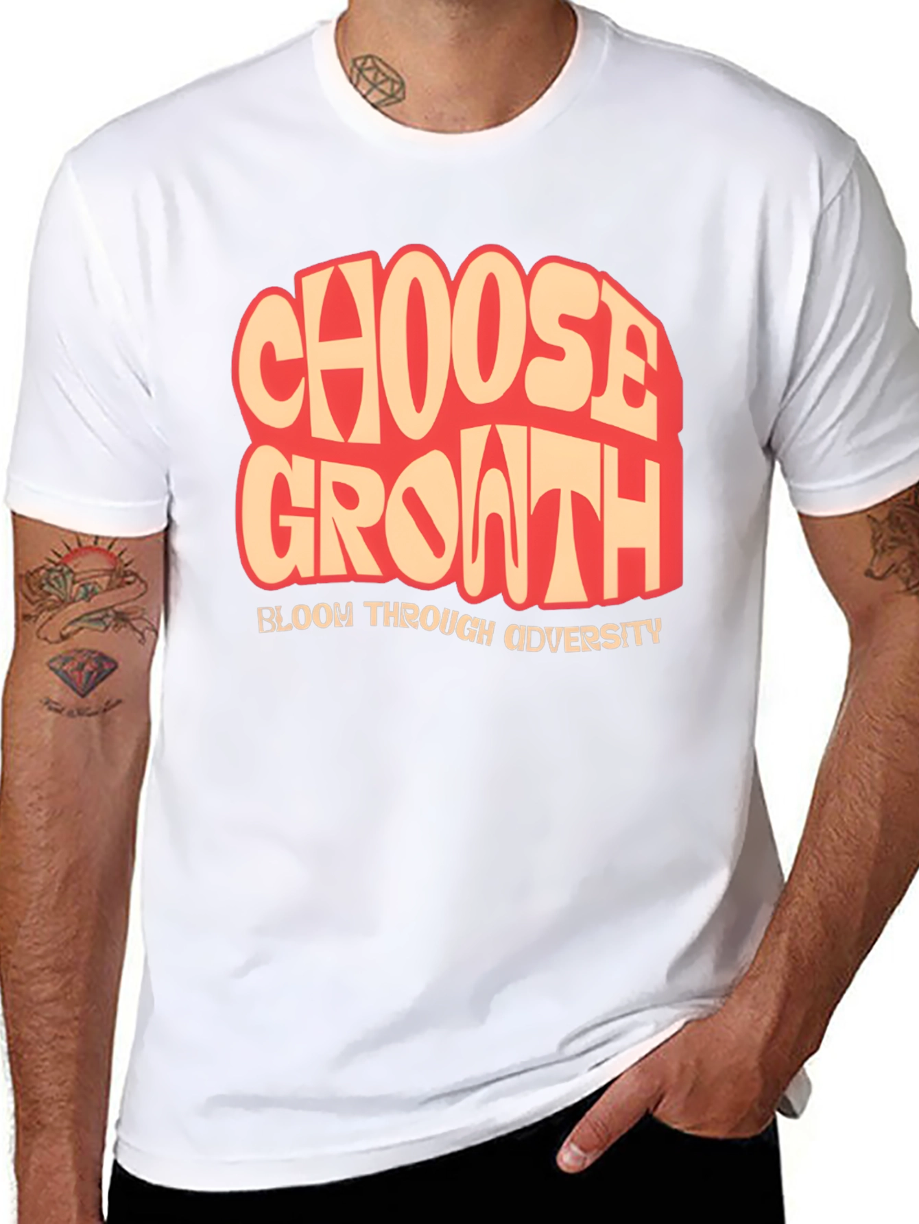 Black Choose Growth T-Shirt: Bloom Through Adversity, Black view 8