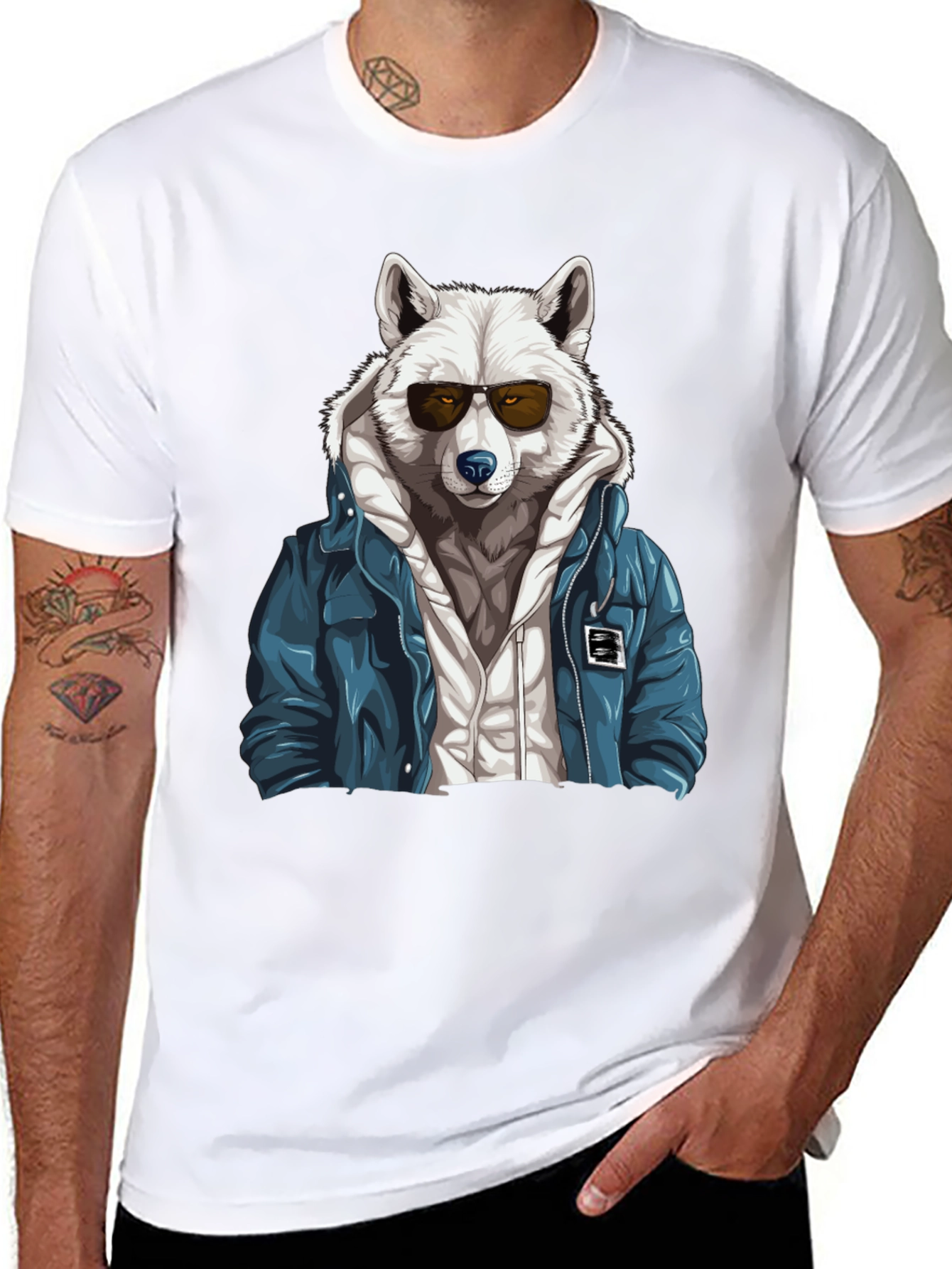 Black Cool Wolf Graphic Tee - Streetwear Style view 8
