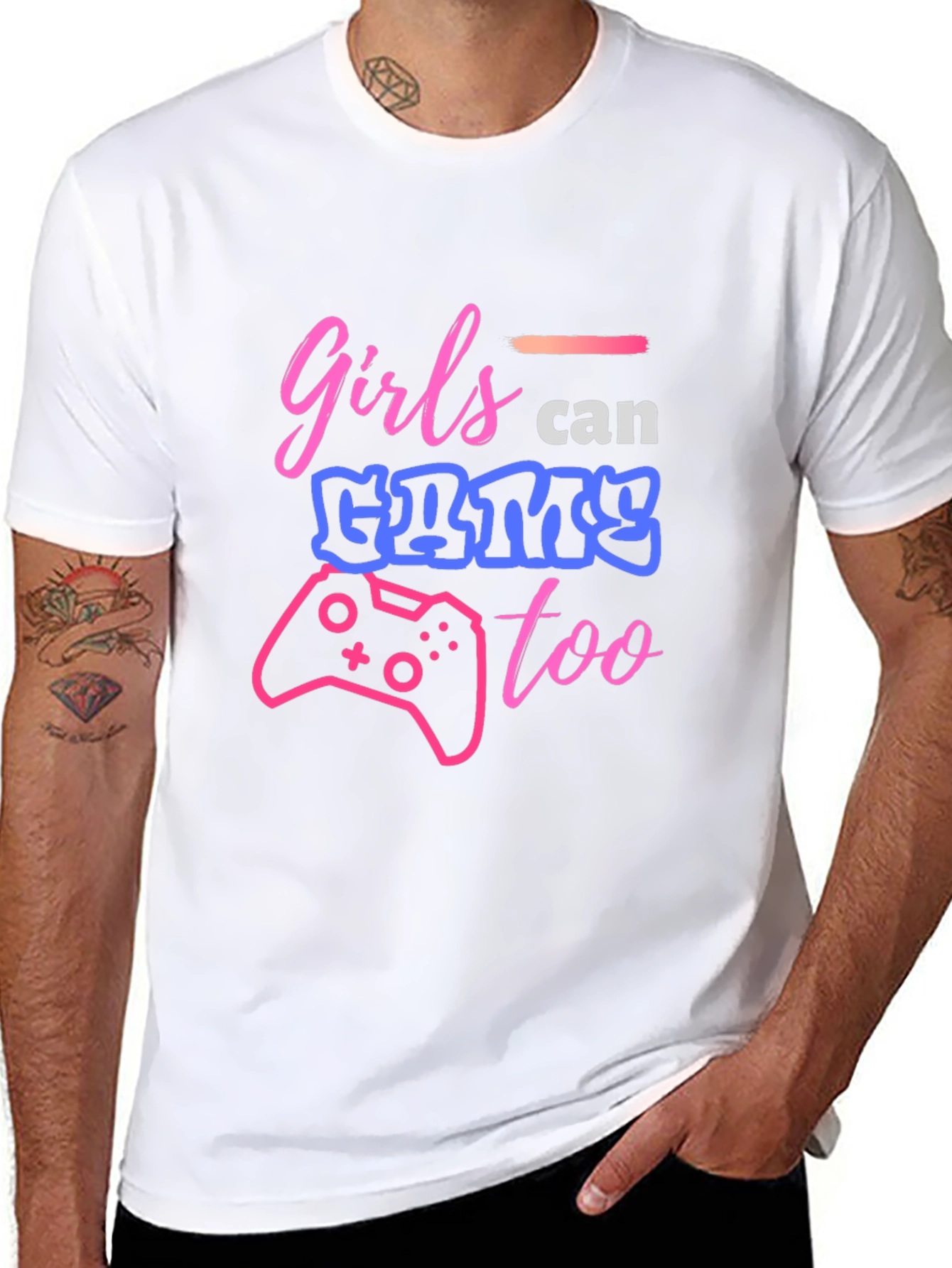 Black Girls Can Game Too Black Graphic Tee view 8