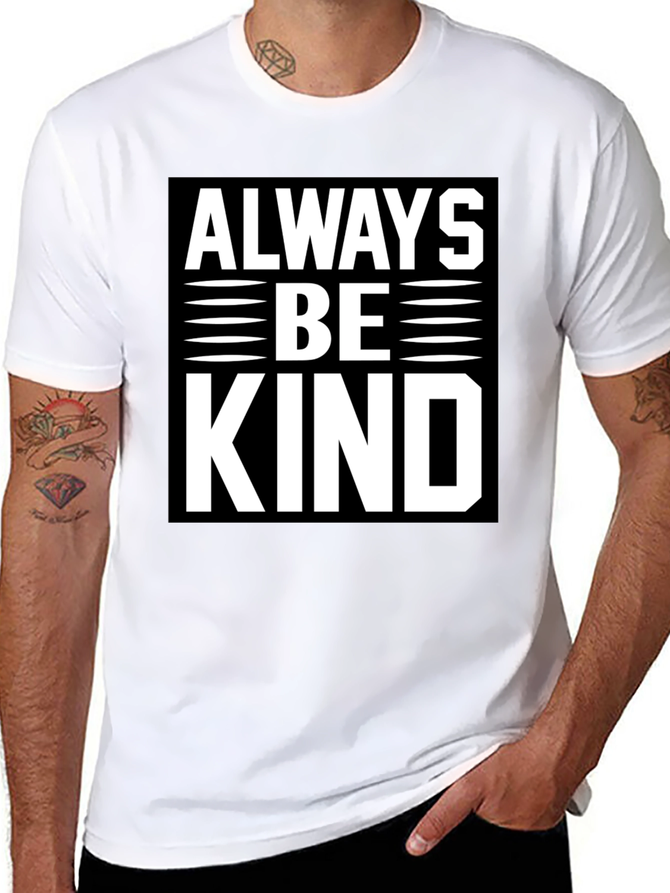 Black Always Be Kind Graphic Tee - Men's Black T-Shirt view 8