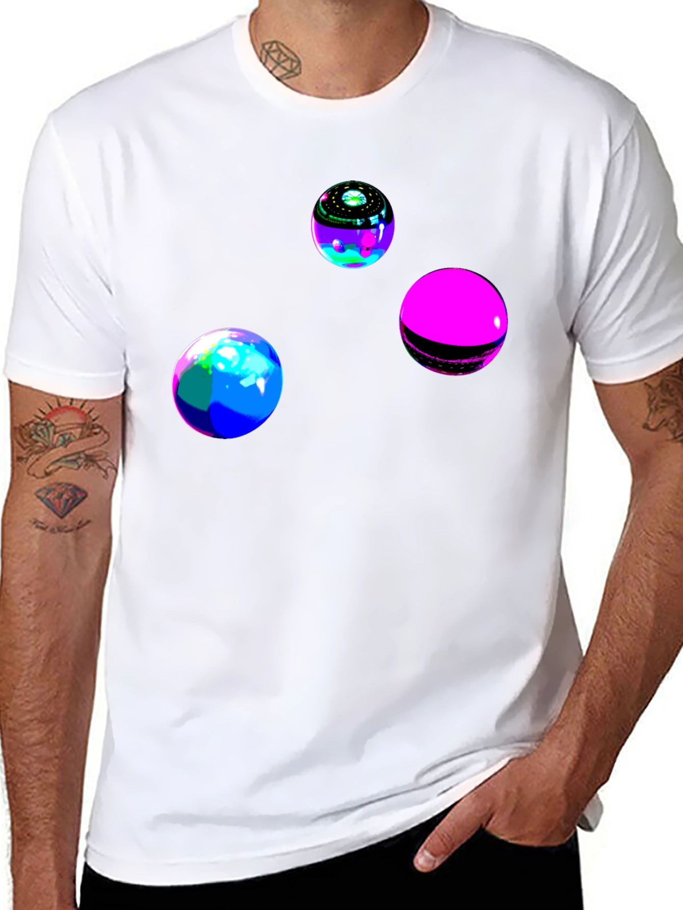 Black Abstract Orb Graphic Black T-Shirt view 8