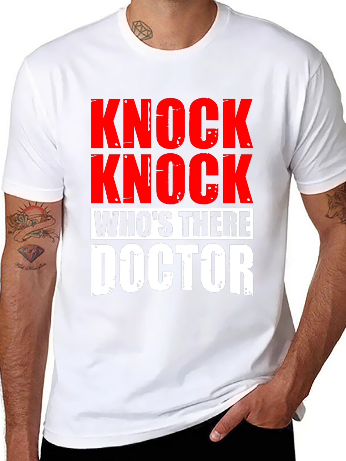 Black Knock Knock Doctor T-Shirt - Humorous Joke Tee view 8