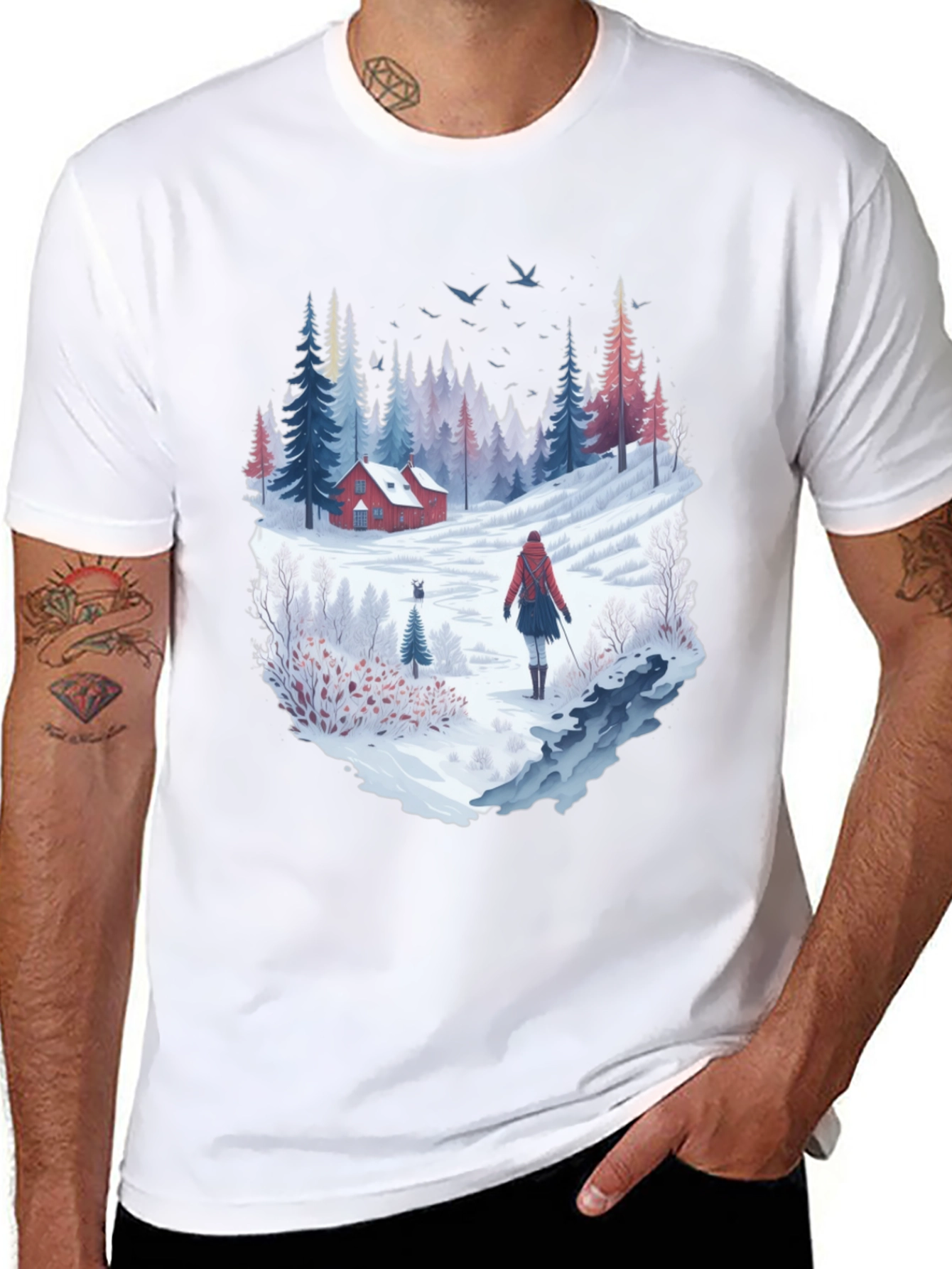 Black Winter Cabin T-Shirt view 8