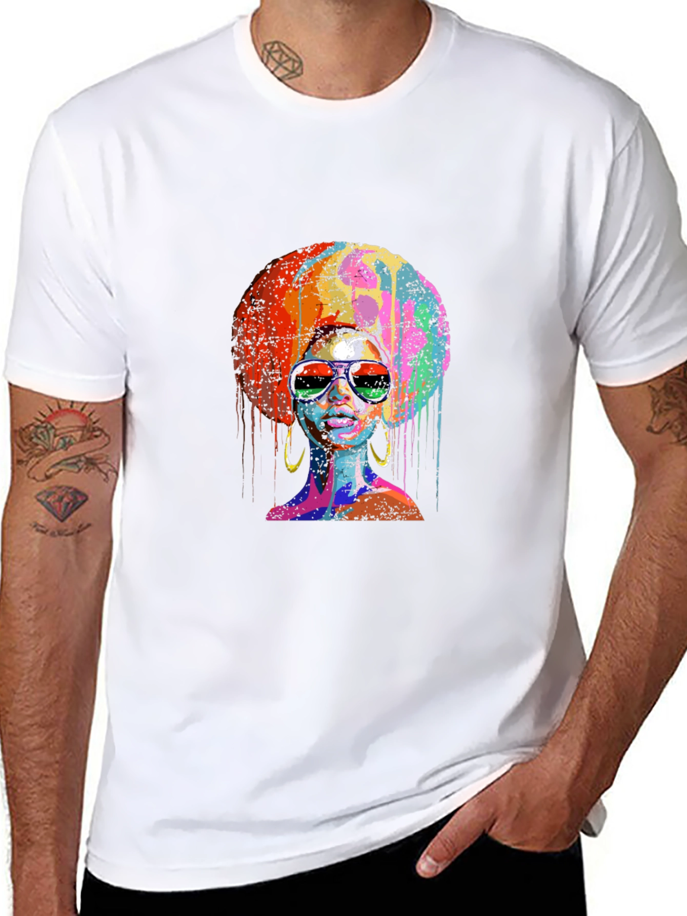 Black Afro Woman Graphic Tee - Vivid Colors view 8