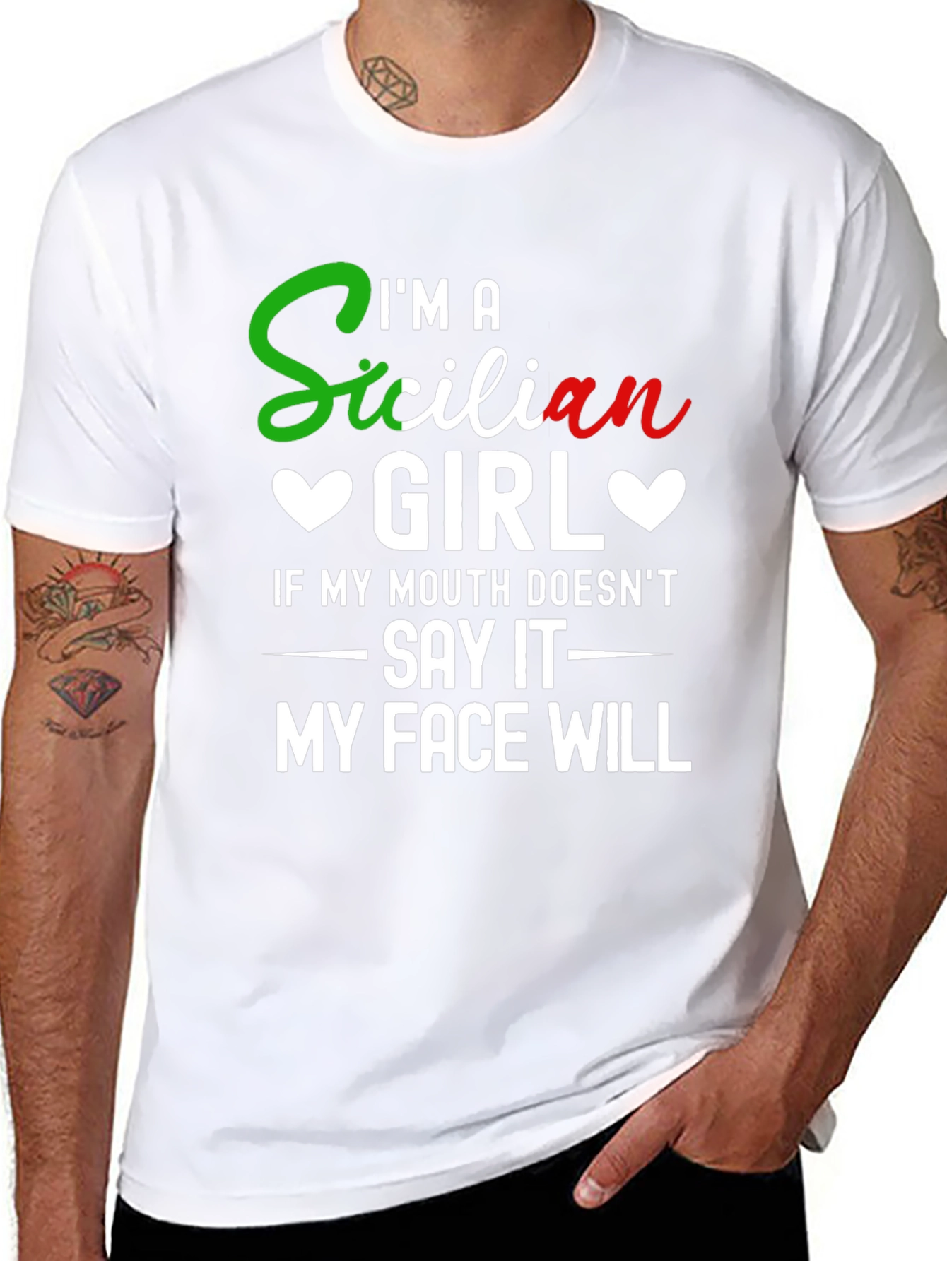 Black I'm a Sicilian Girl Funny T-Shirt view 8