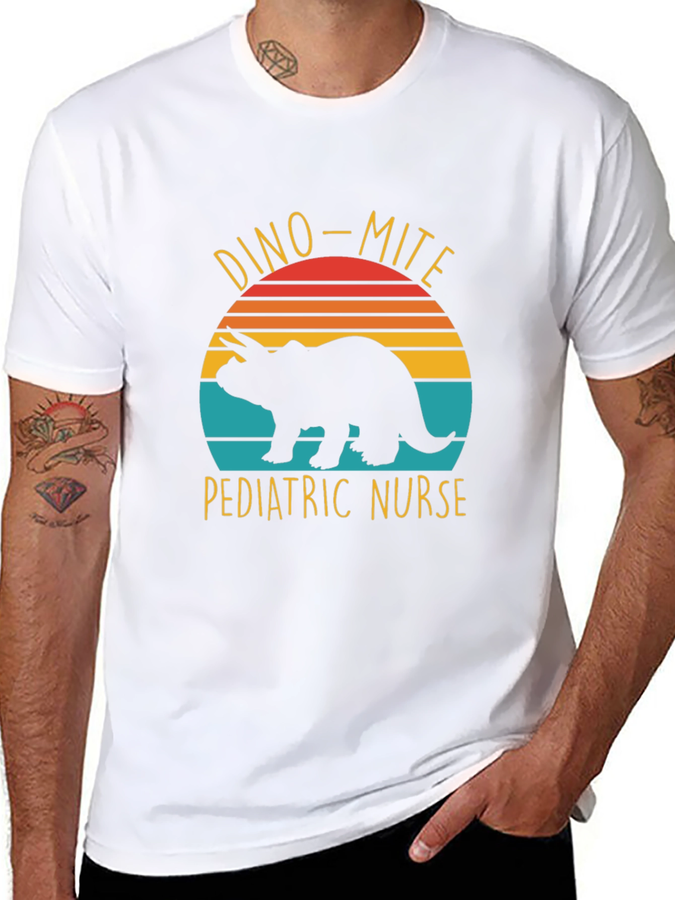 Black Dino-Mite Pediatric Nurse T-Shirt view 8