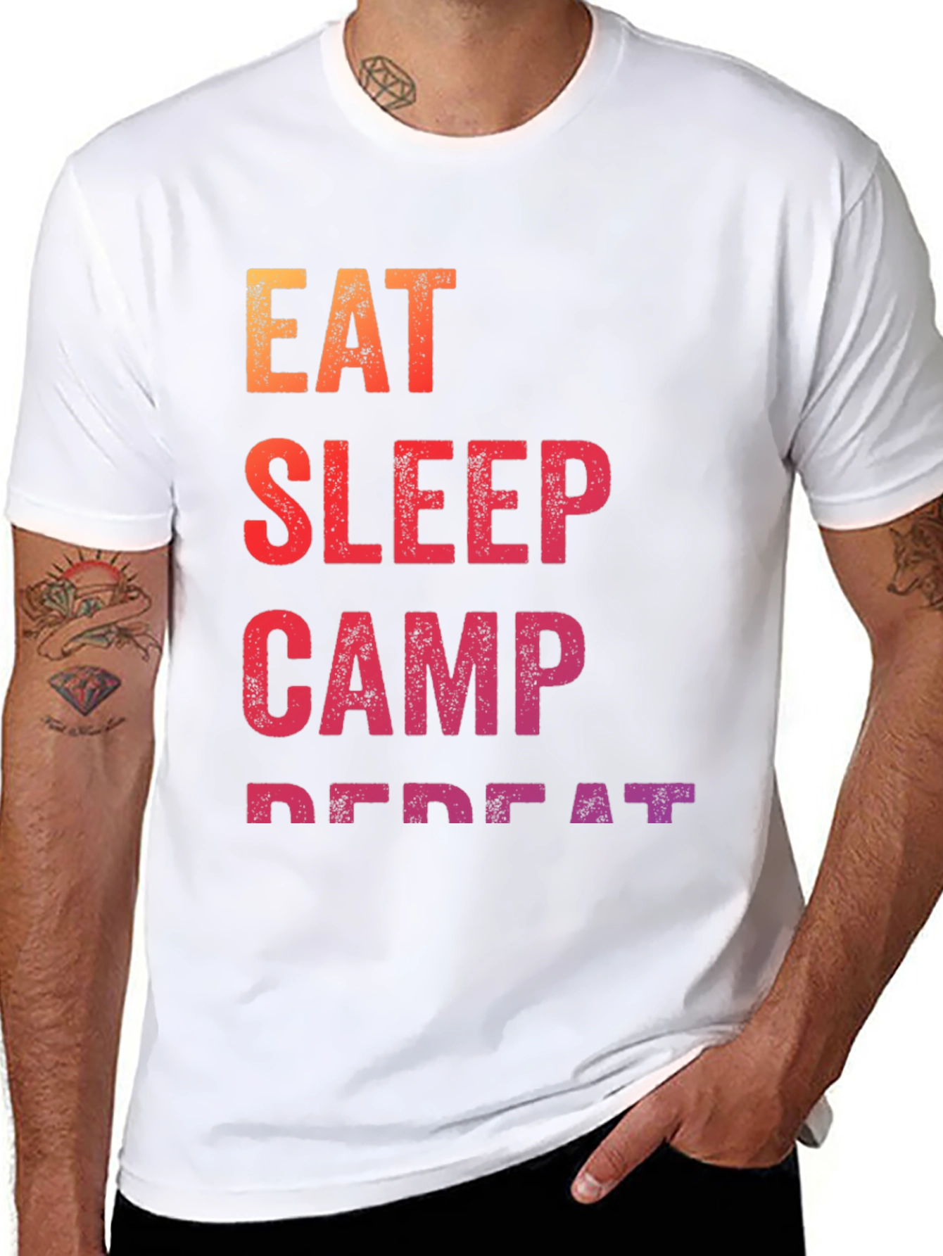 Black Eat Sleep Camp Repeat Graphic Tee view 8