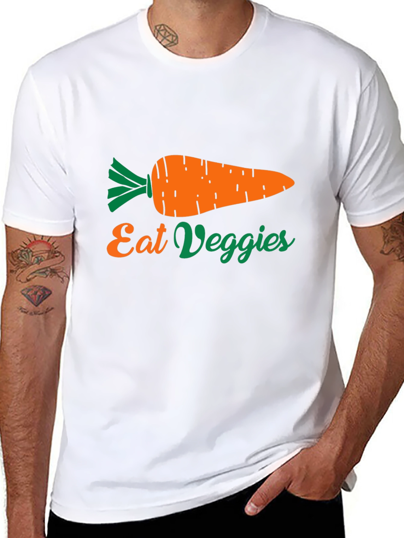Black Eat Veggies Carrot Graphic Tee - Unisex view 8