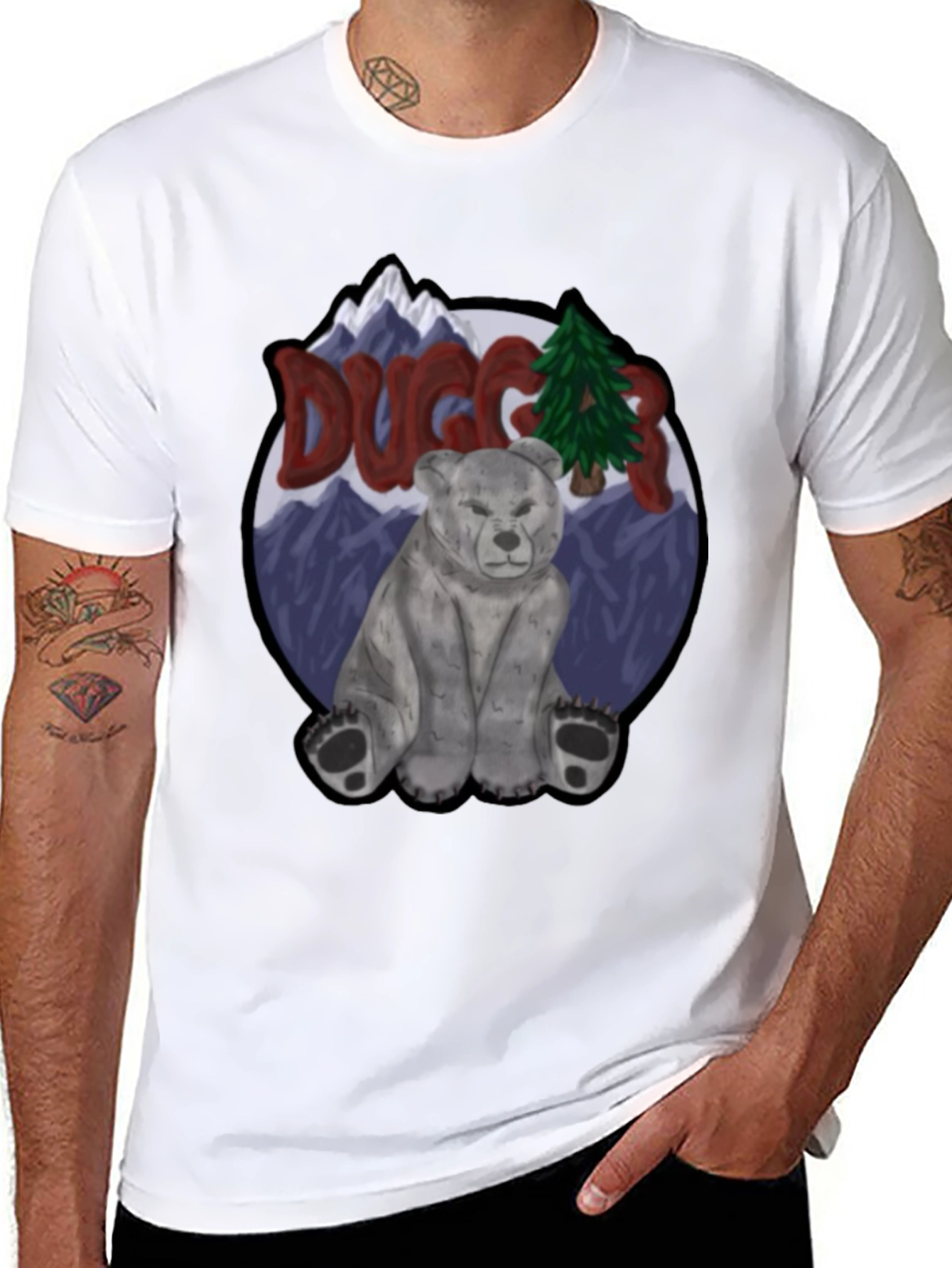Black Duggar Bear Graphic Tee - Mountain Scene view 8