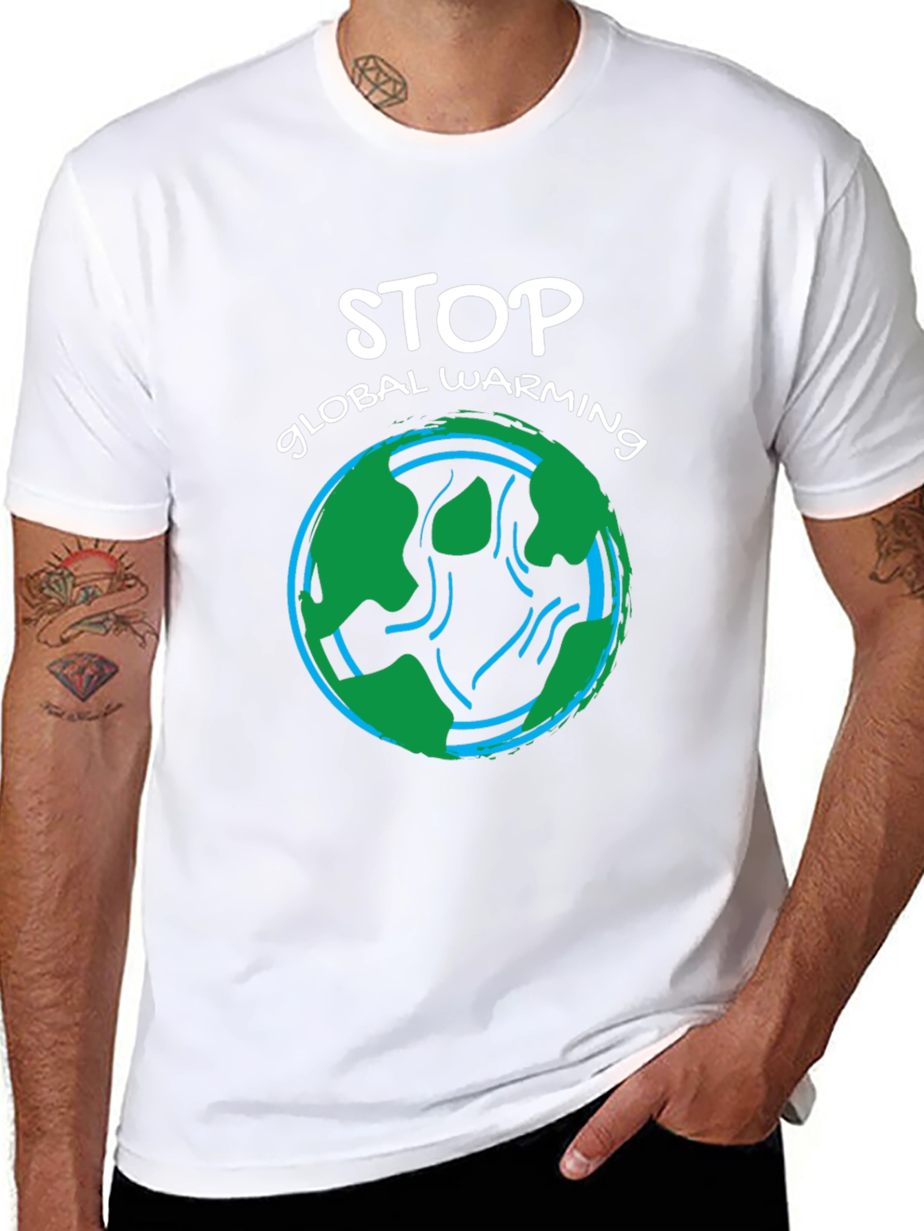 Black Stop Global Warming Graphic T-Shirt view 8