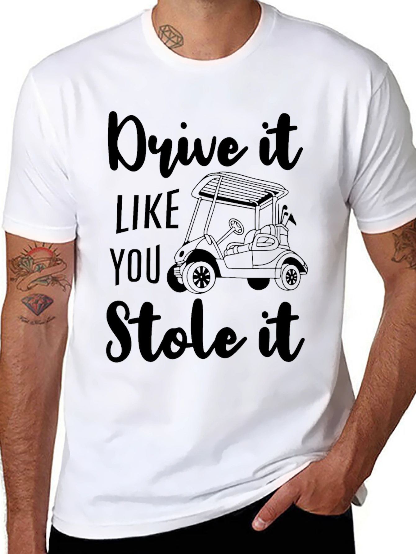 Black Drive It Like You Stole It Golf T-Shirt view 8