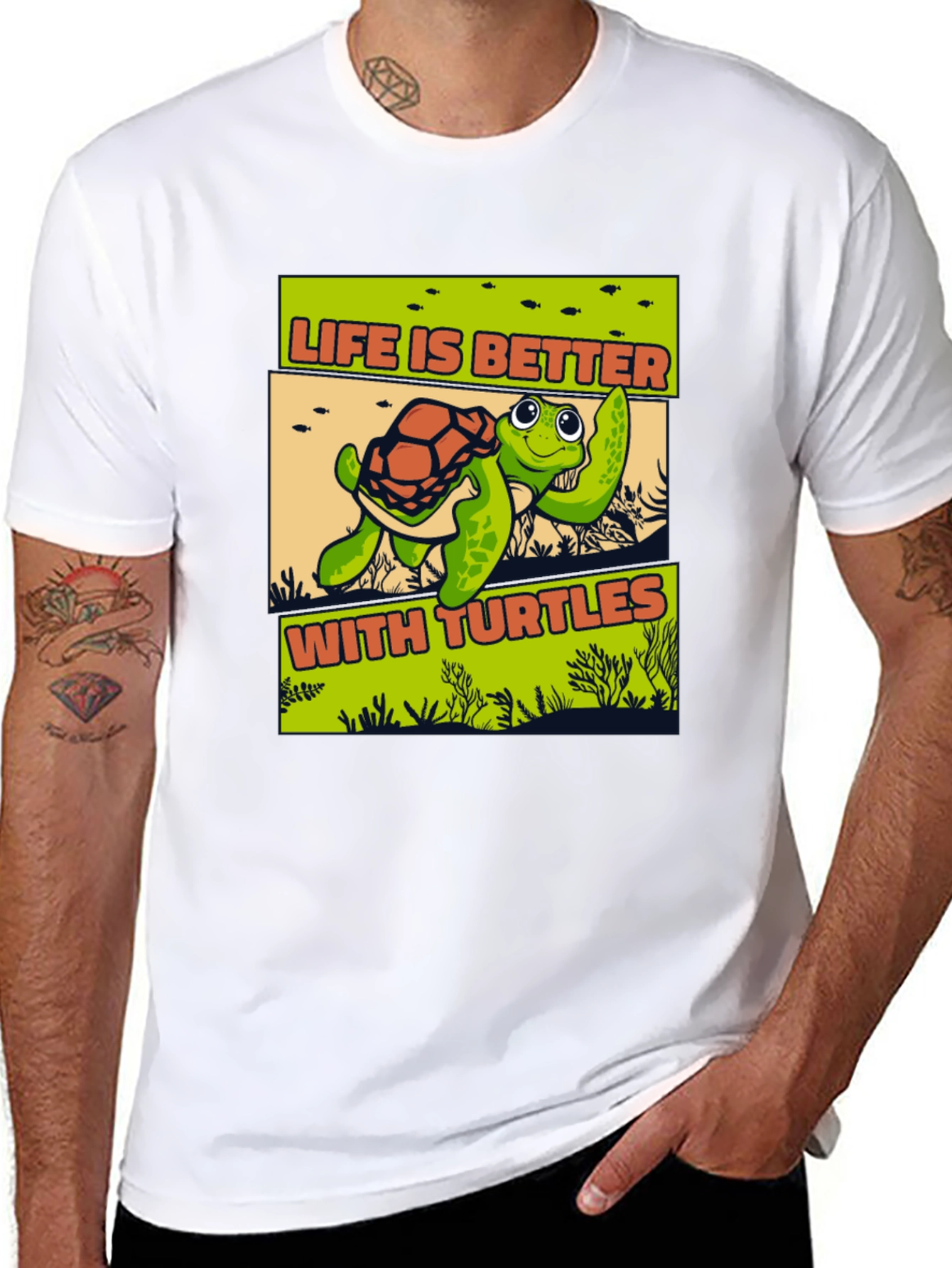 Black Life is Better with Turtles Black T-Shirt view 8
