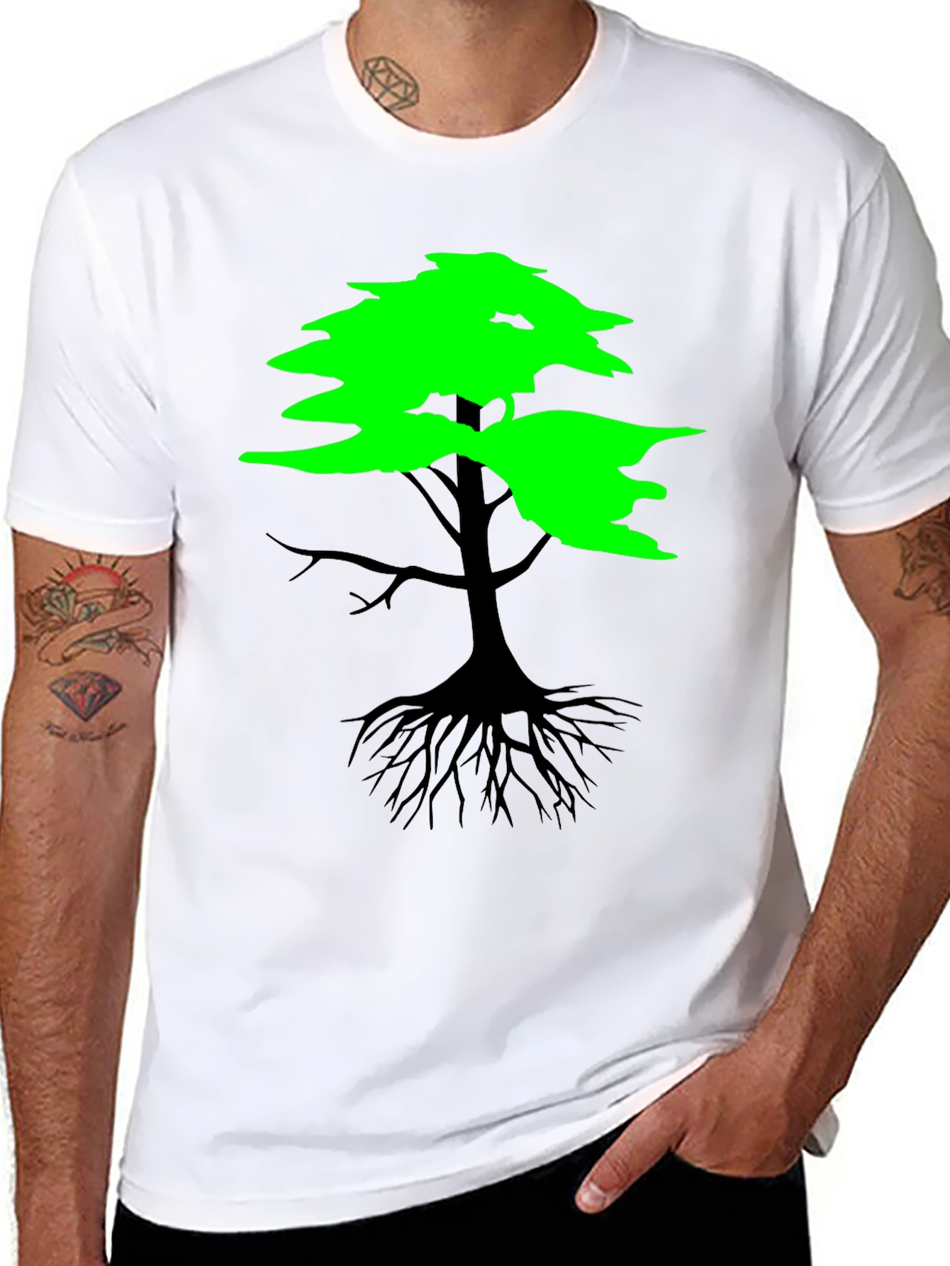 Black Nature Inspired Tree Graphic T-Shirt view 8