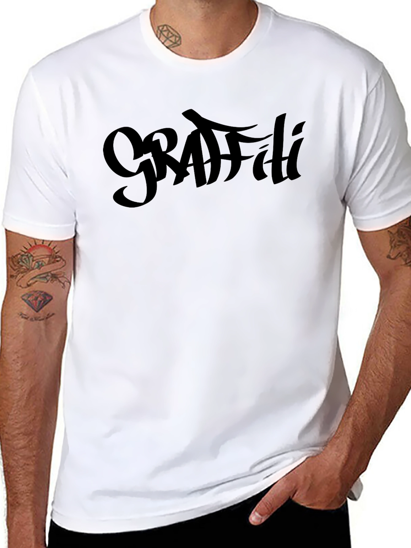 Black Grafiti Style T-Shirt - Bold Black Design view 8