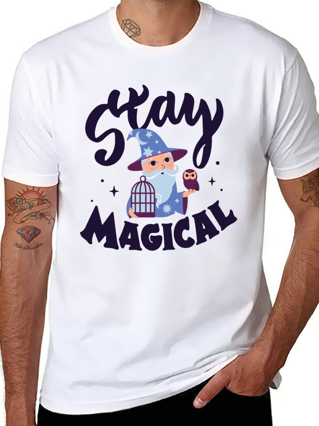 Black Stay Magical Wizard Graphic Tee Shirt view 8